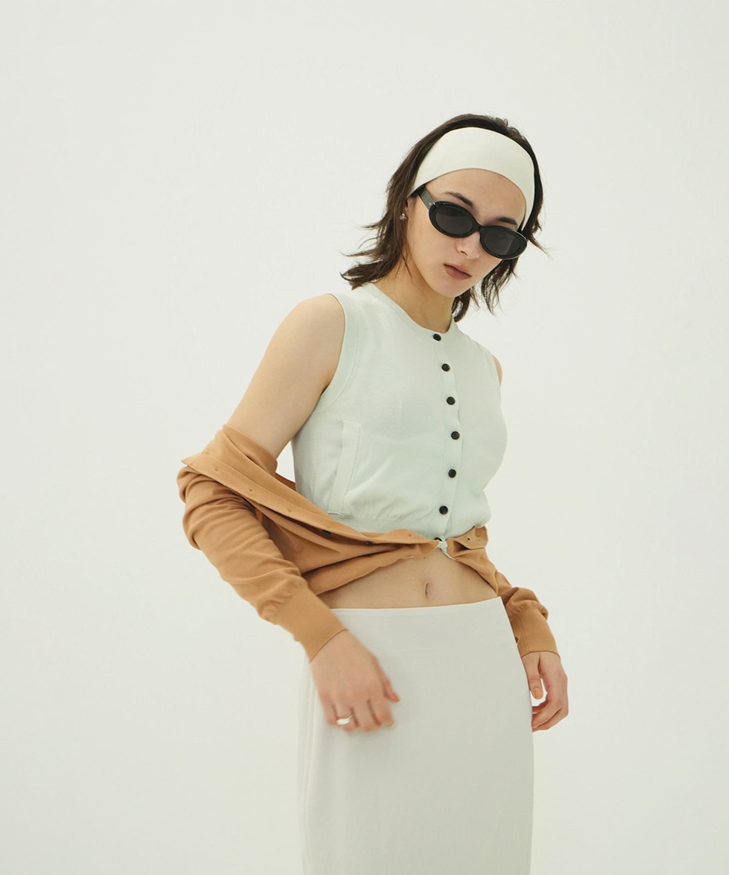 W LAYERED KNIT CARDIGAN CLANE