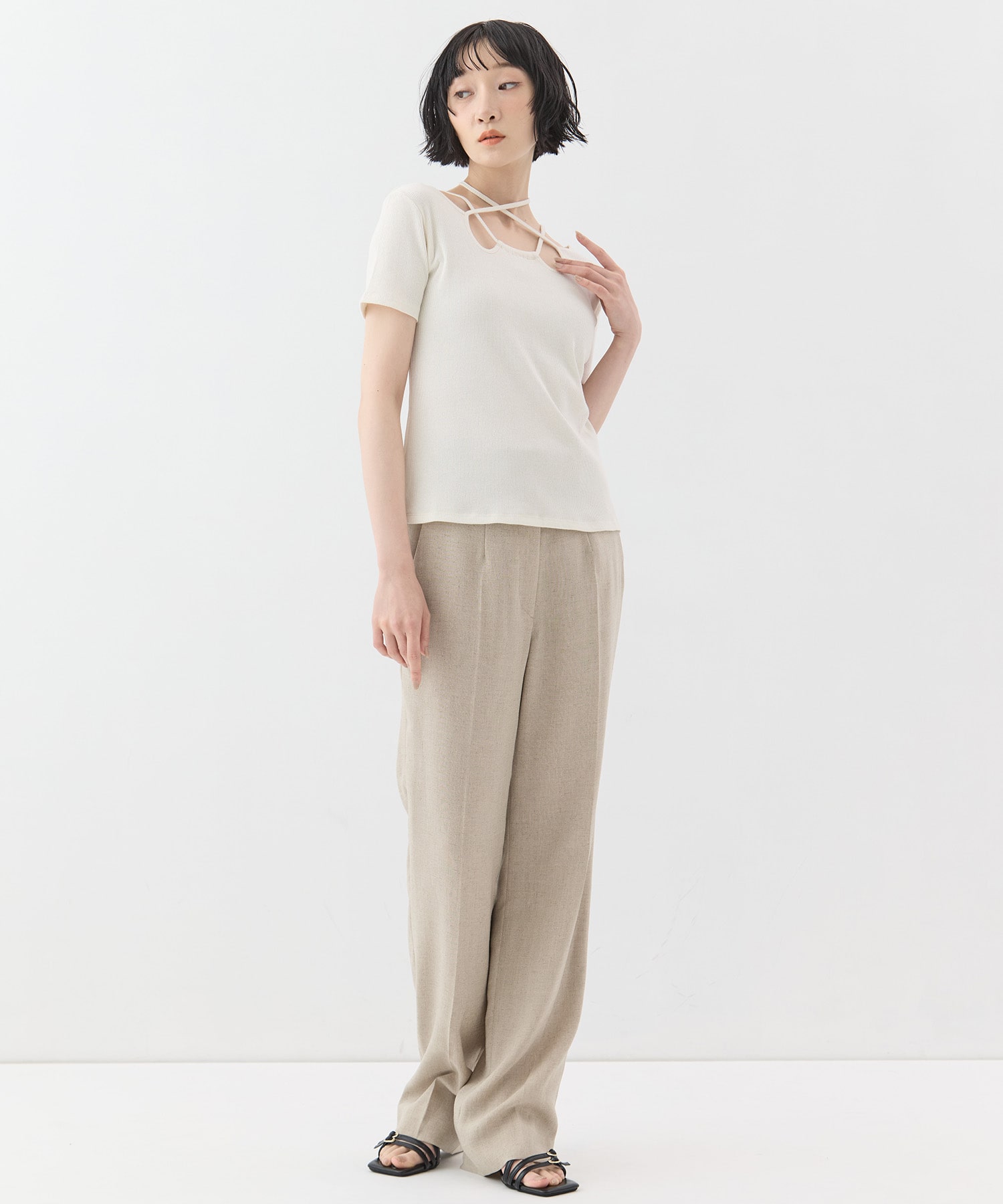Triacetate Polyester Tapered Trousers Mame Kurogouchi