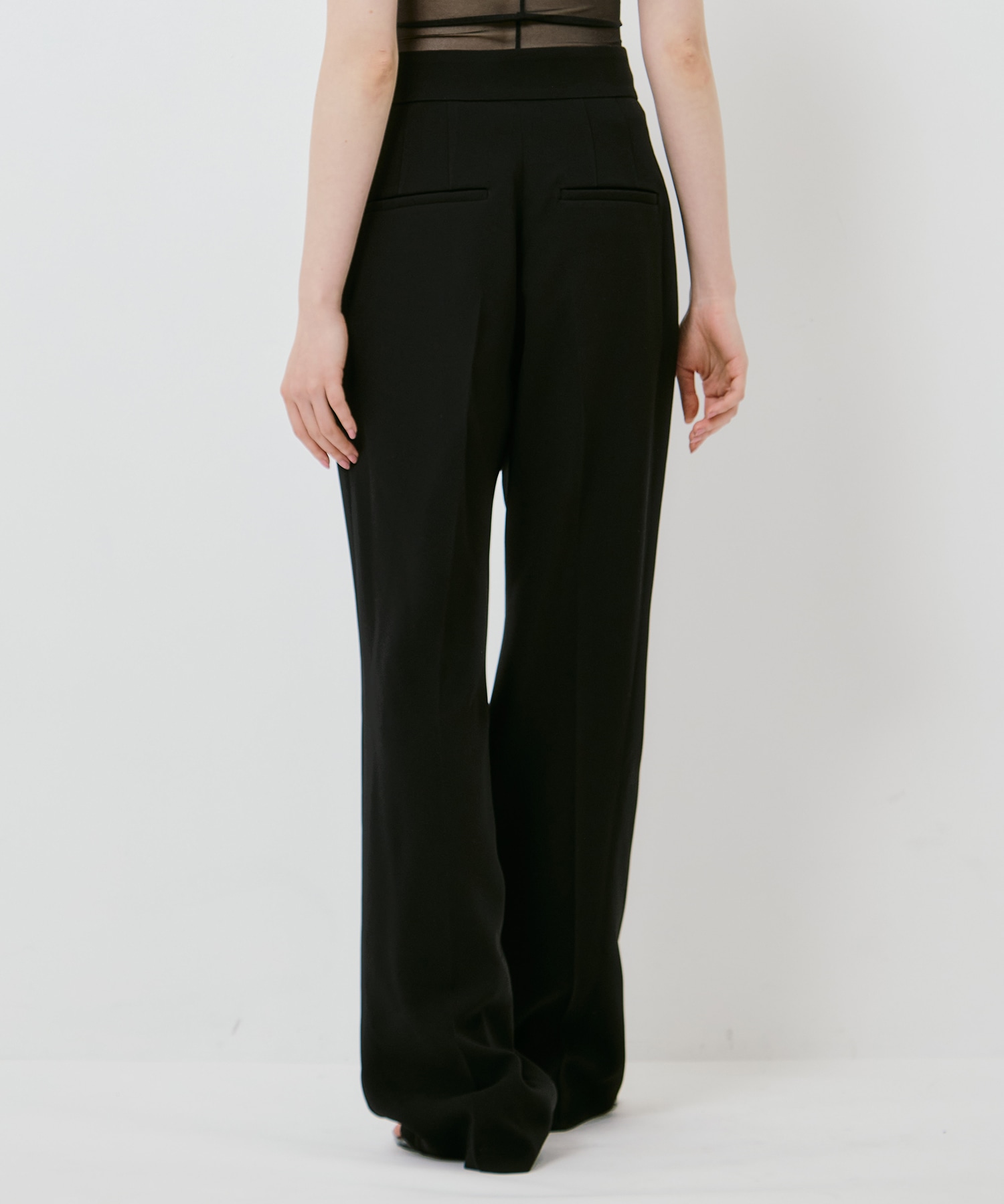 Triacetate Polyester High Waisted Center Creased Suit Trouse Mame Kurogouchi