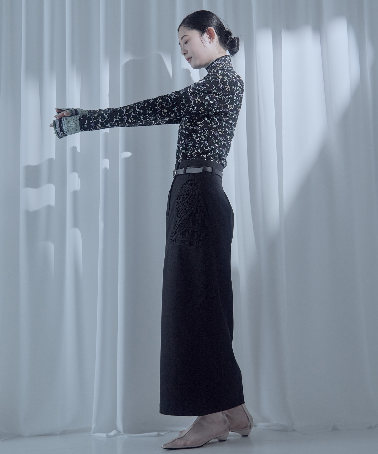 別注Cording Embroidery Detailed I-line Skirt Mame Kurogouchi