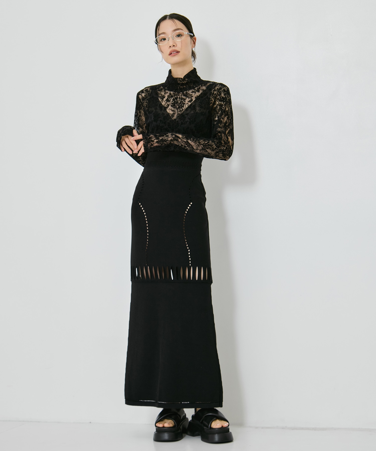 別注 MESH KNIT MAXI SKIRT FETICO