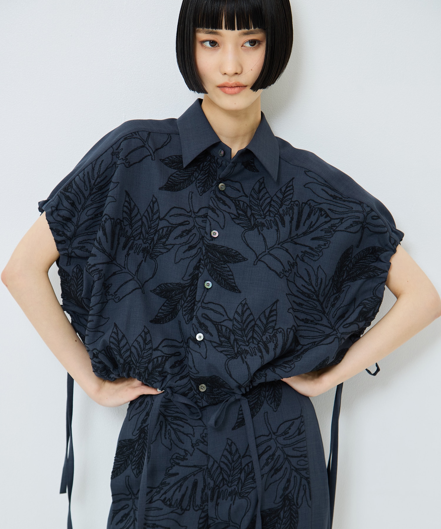 別注 FLOWER LACE GATHER SLEEVE SHIRT UJOH