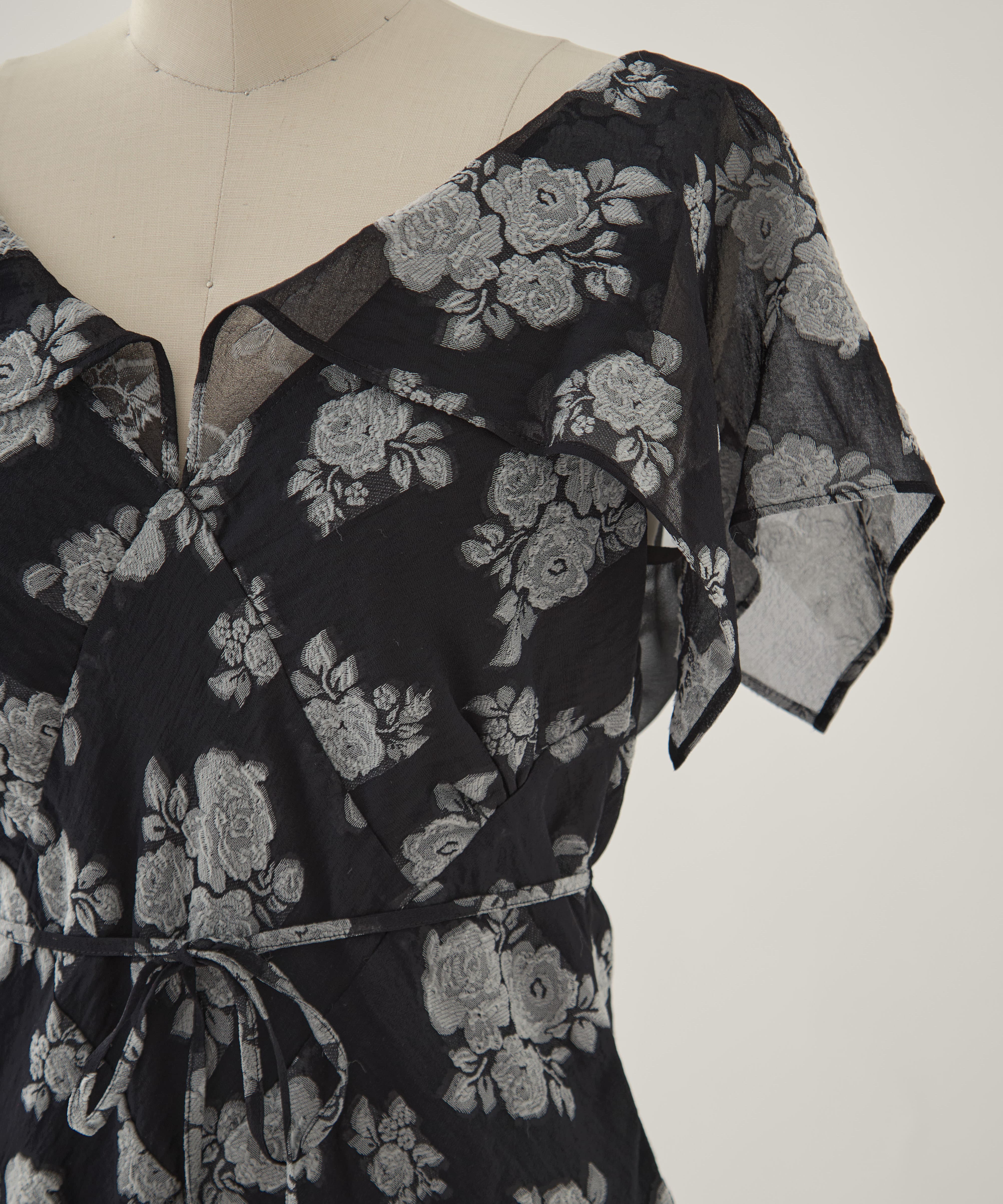 SHEER FLORAL JACQUARD DRESS FETICO