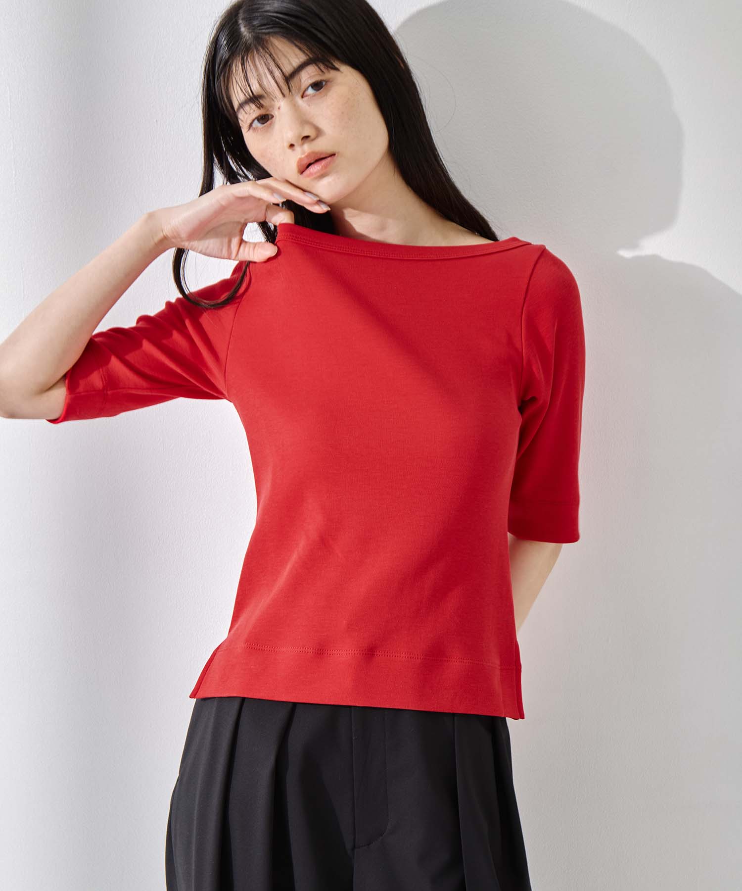 Luxury Cotton Boat Neck Tee STUDIOUS