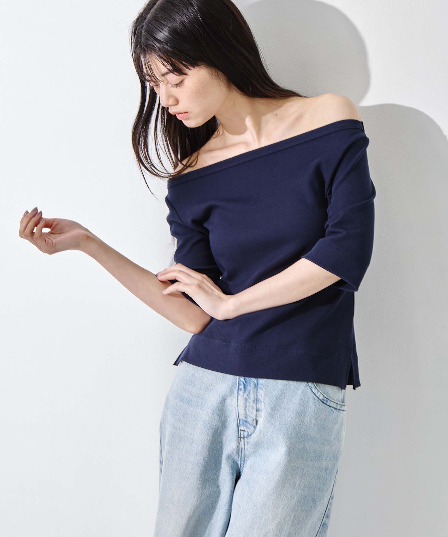 Luxury Cotton Boat Neck Tee STUDIOUS