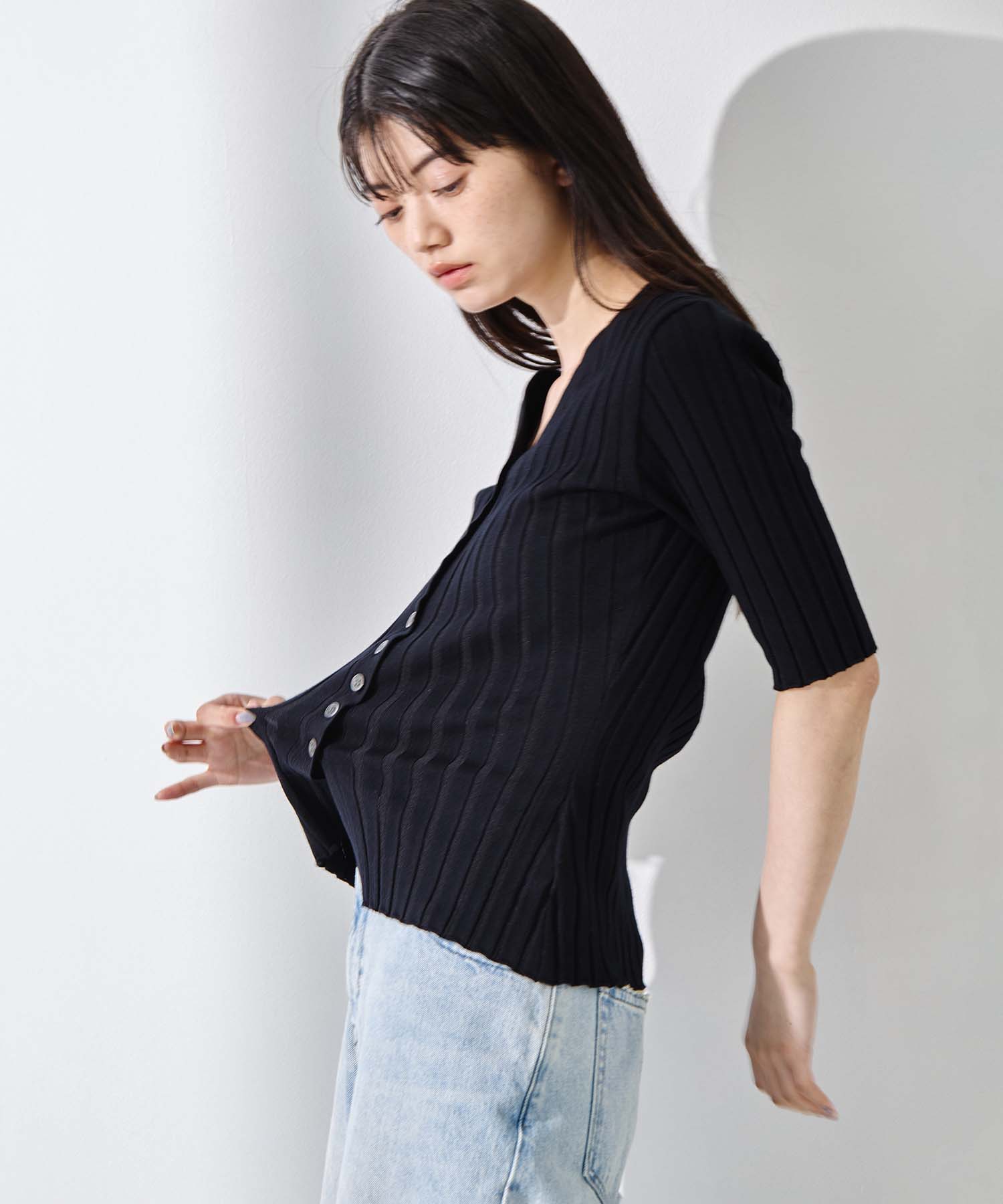 Silk Viscose Wide Rib Cardigan STUDIOUS