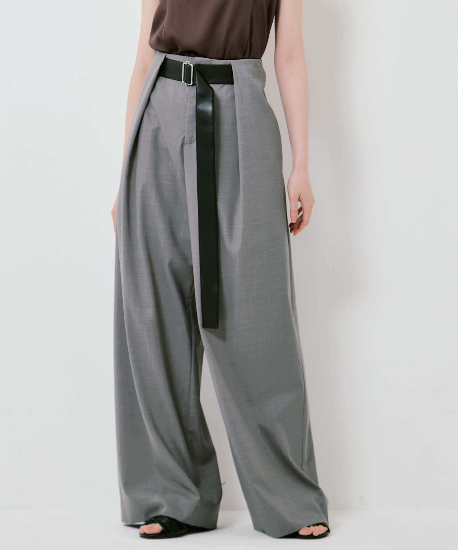 Summer Wool Belted Trousers STUDIOUS