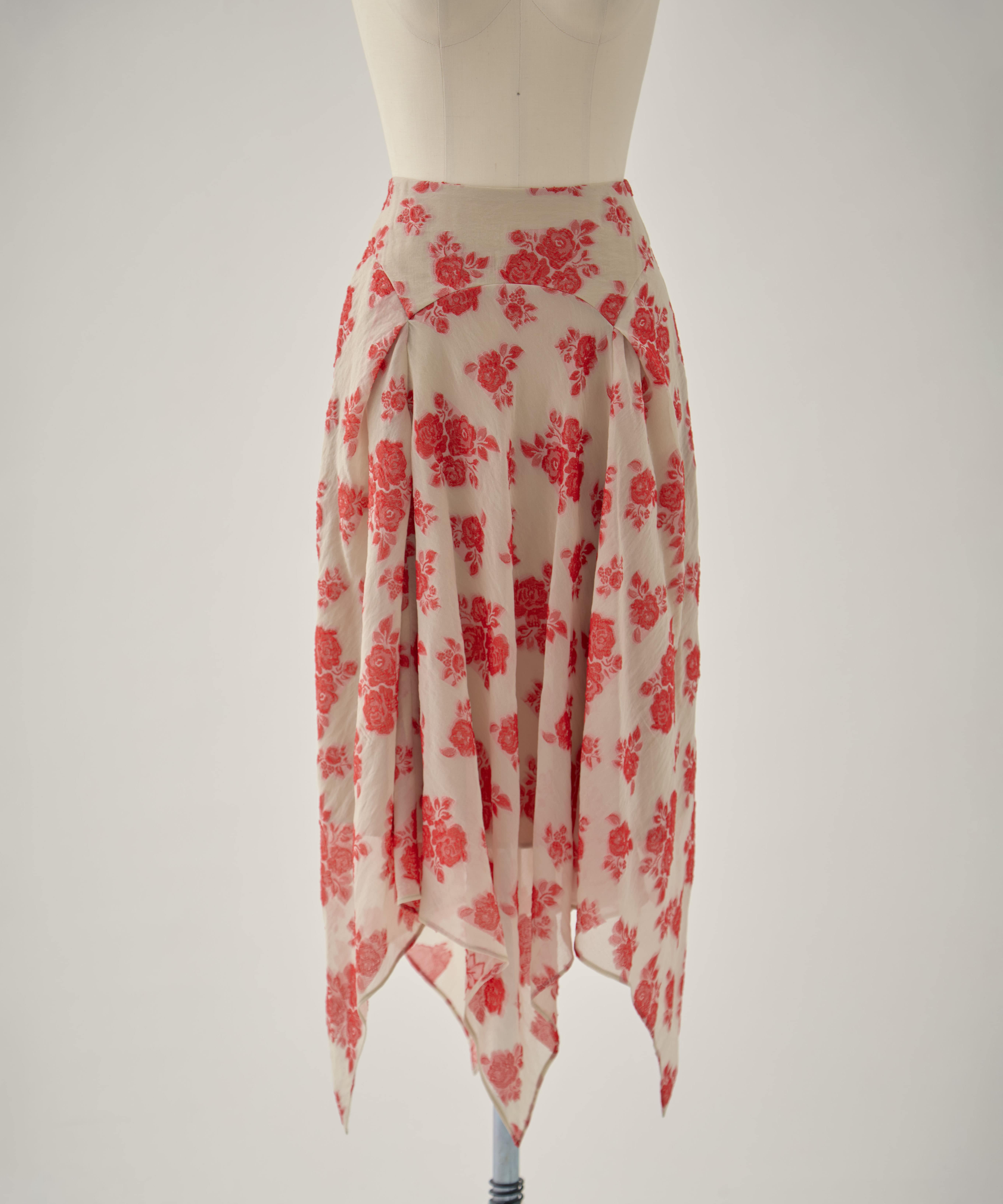 DRAPED FLORAL JACQUARD SKIRT FETICO