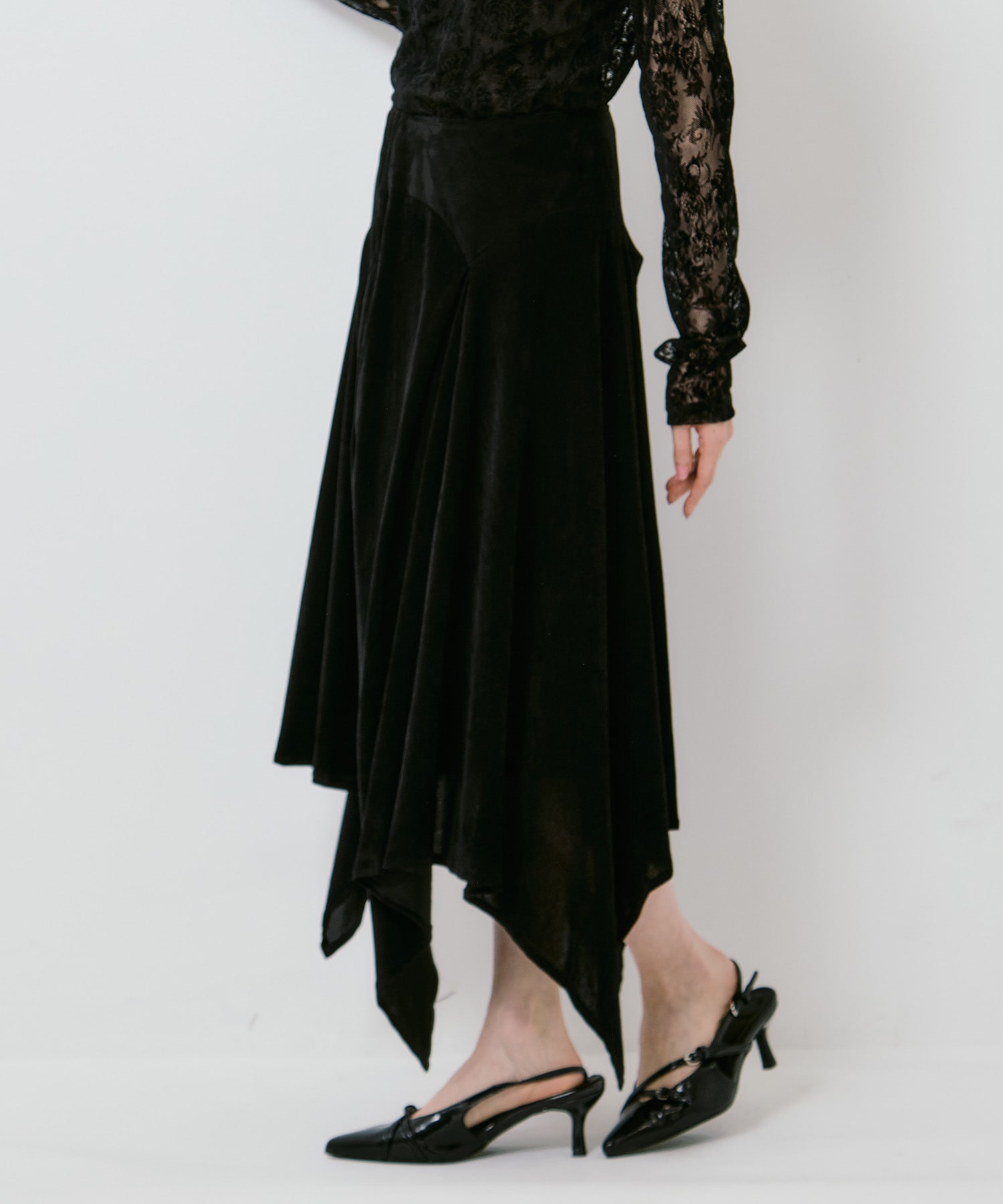 VELVET TULLE GATHERED SKIRT FETICO