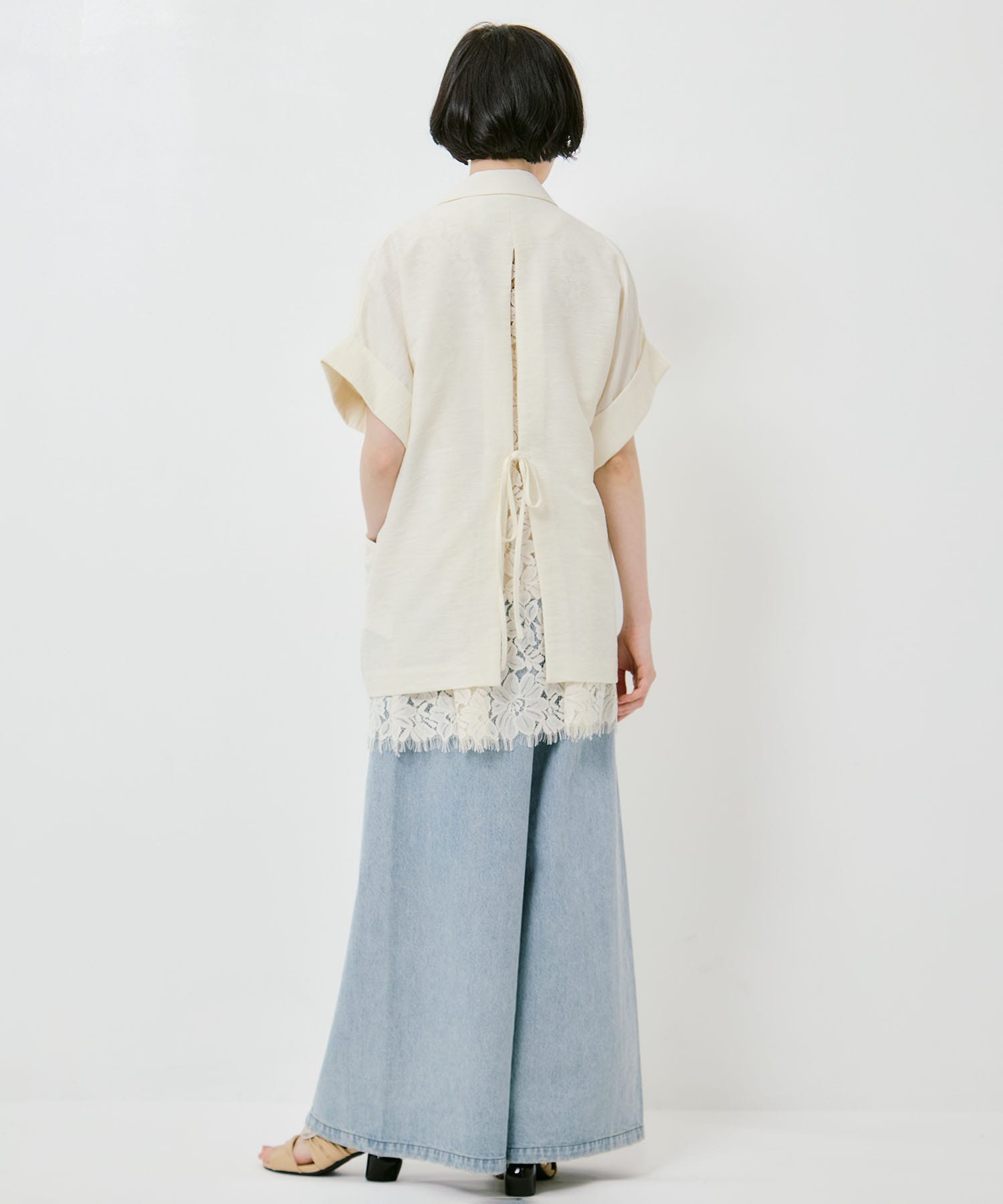 MELANGE LACE VEST LAYERED JACKET AMERI