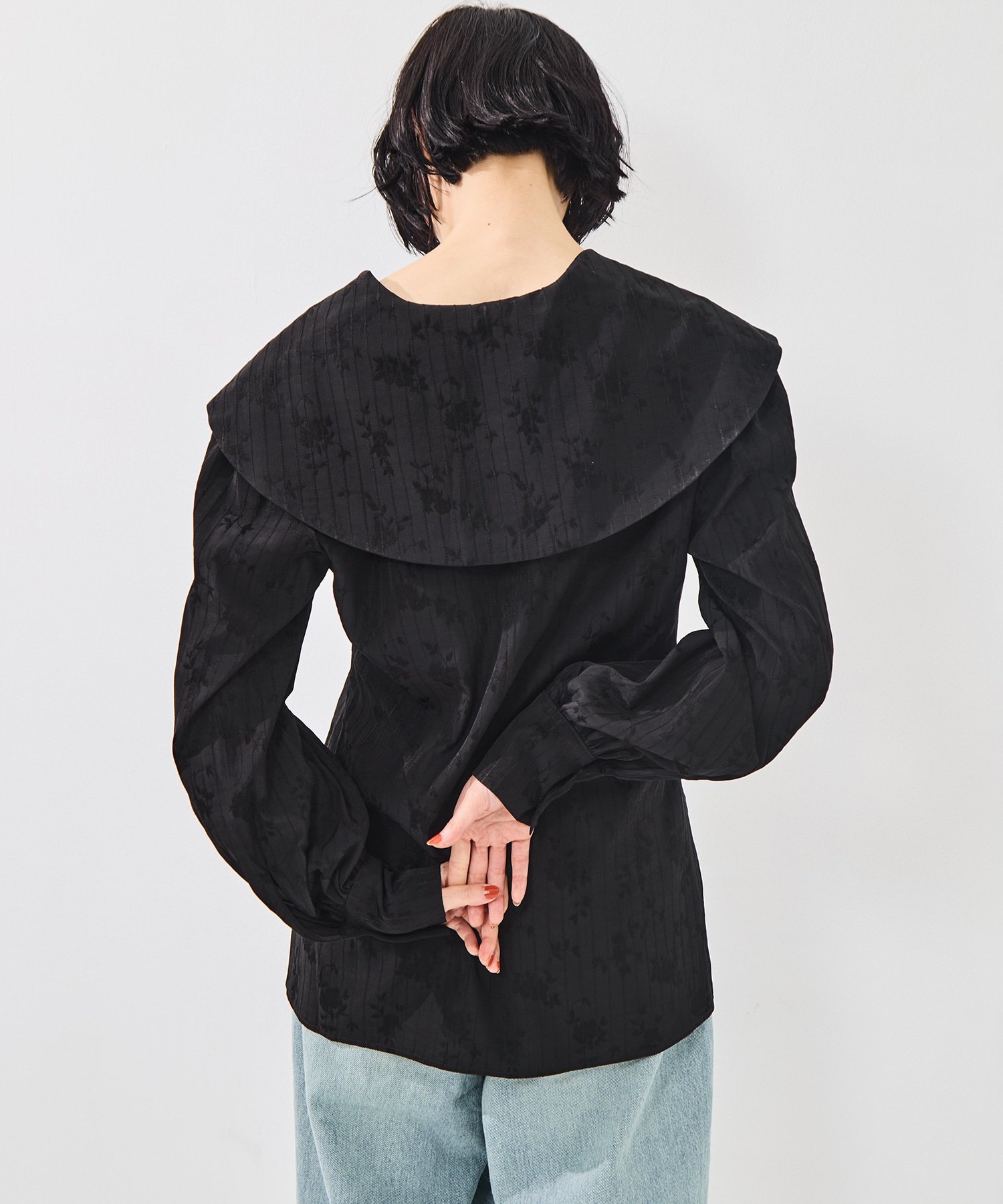 ROSE JACQUARD SAILOR COLLAR BLOUSE FETICO