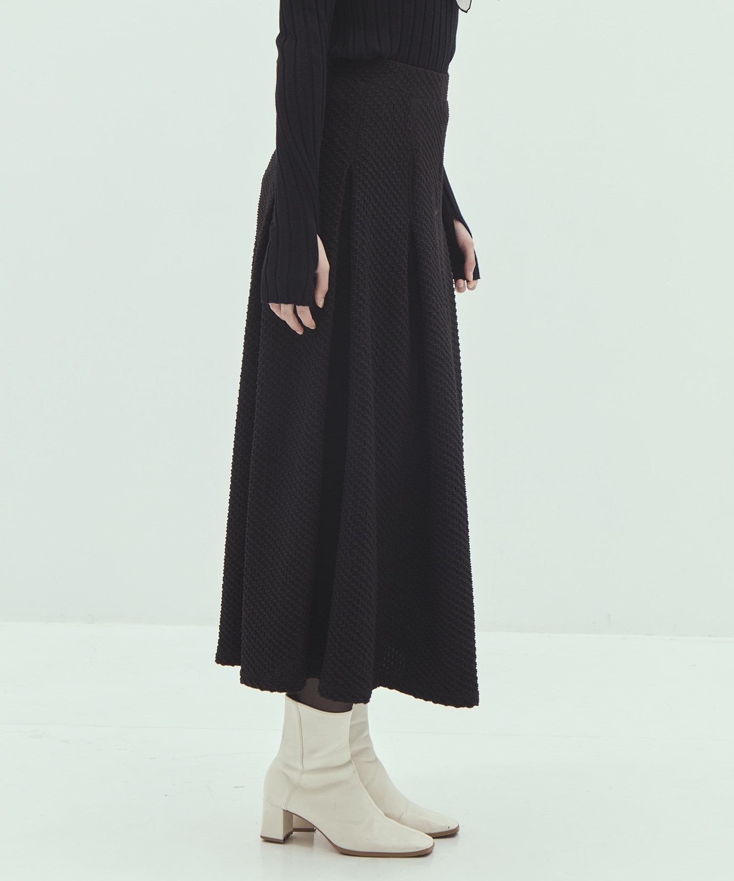 Shirring Jersey Jacquard Pleats Skirt Mame Kurogouchi