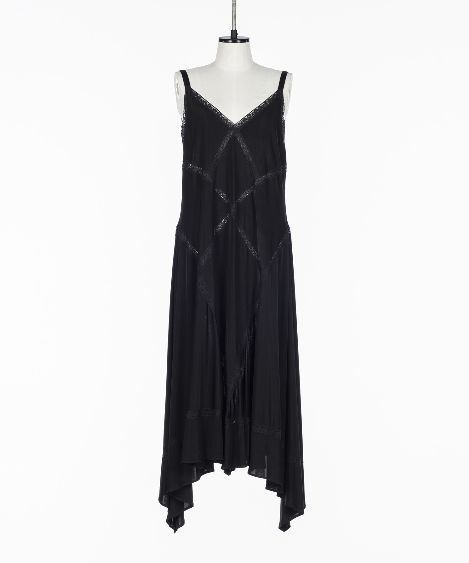 SATIN JERSEY LACE-TRIM SLIP DRESS FETICO