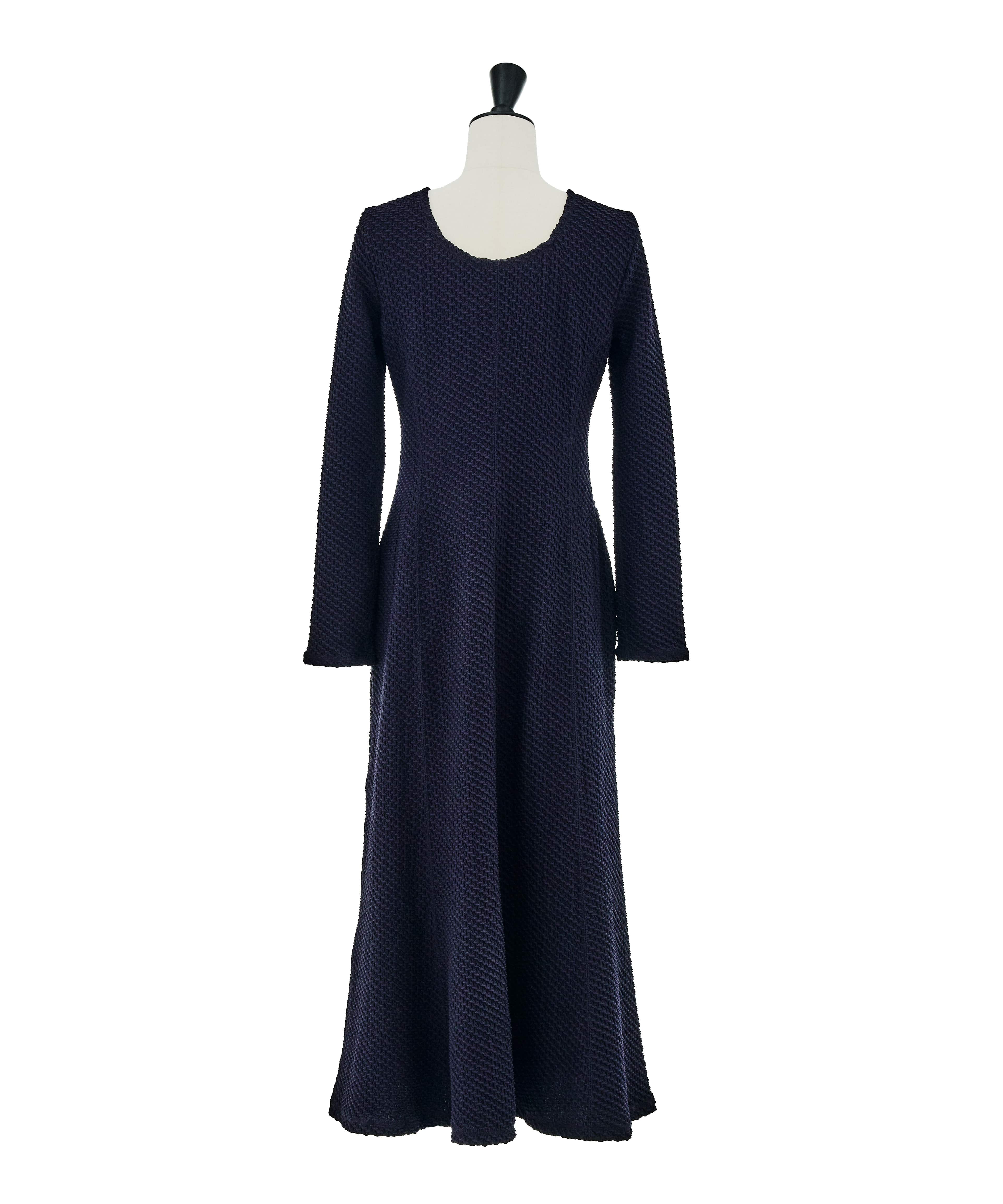Shirring Jersey Jacquard Long Sleeve Dress Mame Kurogouchi