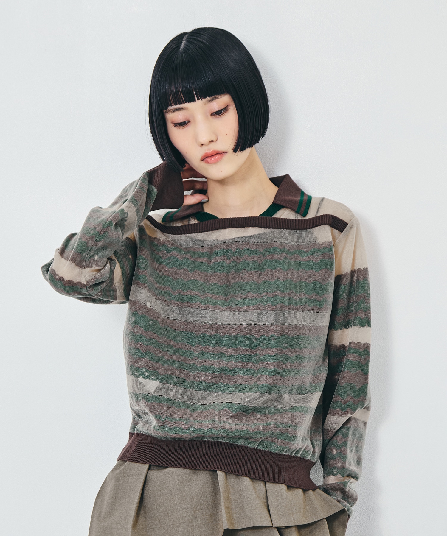 26WCL-N01307(波柄透けニット) kolor