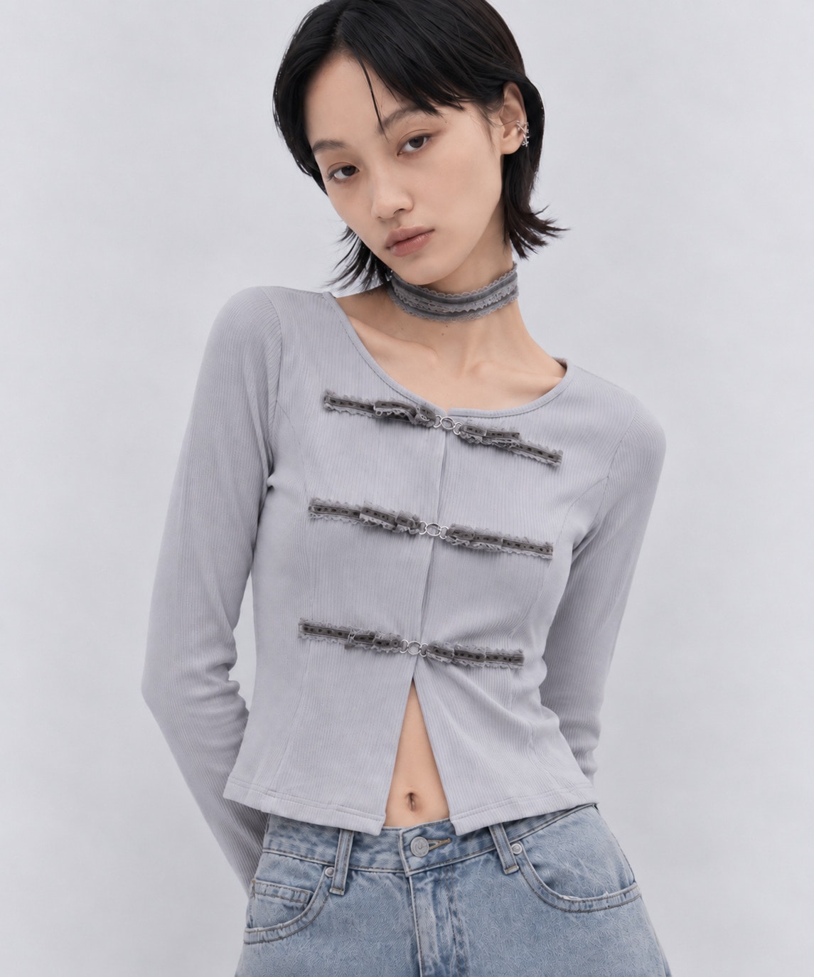 別注 choker ribbon cardigan tanakadaisuke