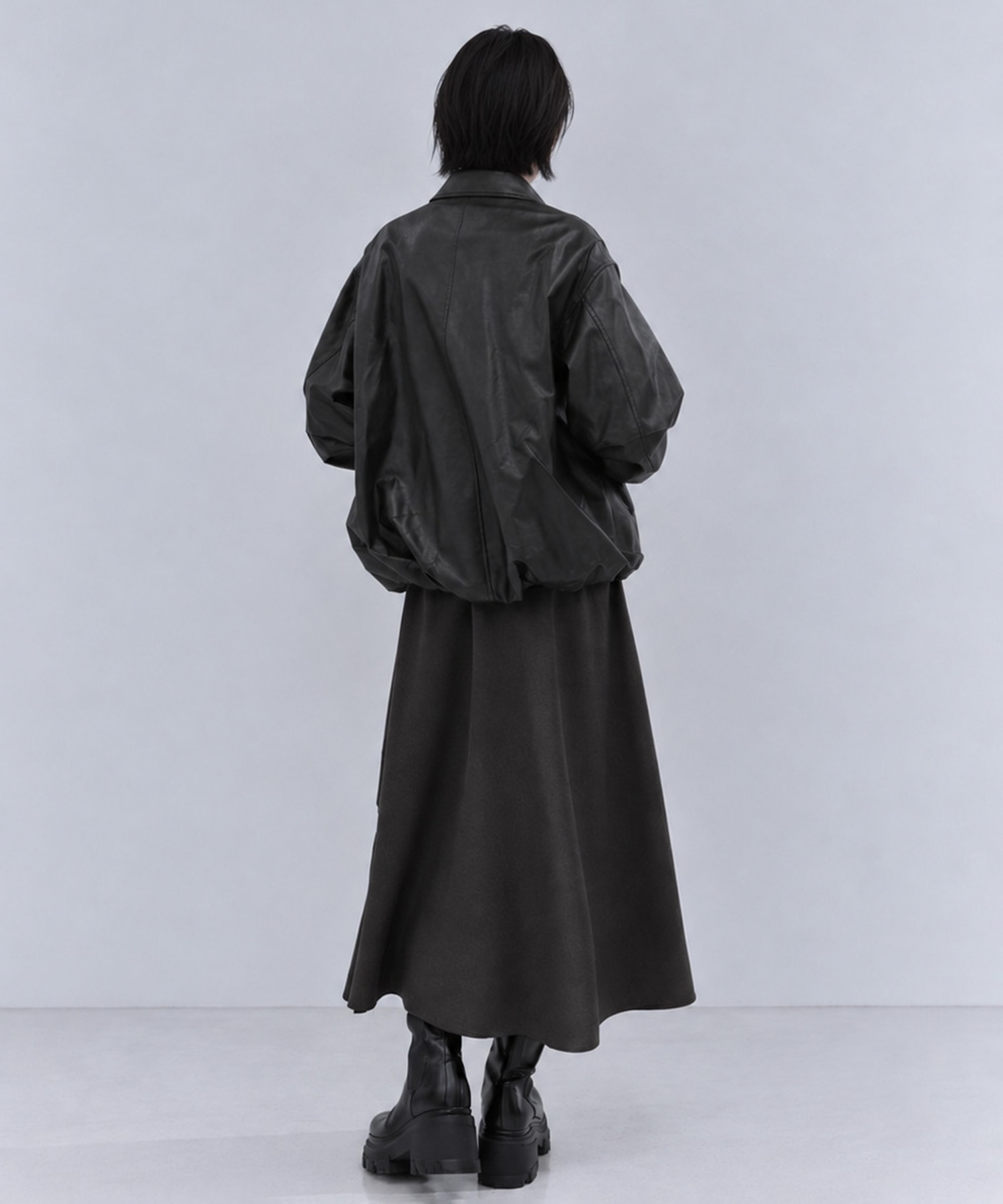 別注 FAKE LEATHER BALLOON JACKET CLANE