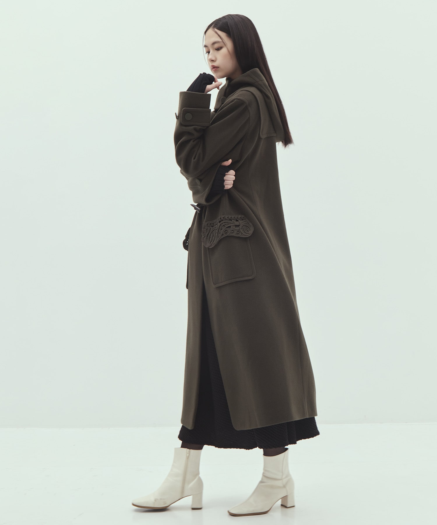 Cording Embroidery Duffle Coat Mame Kurogouchi