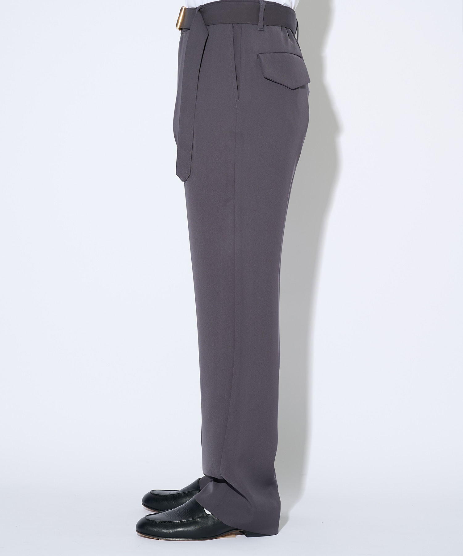 Dry Double Satin 1Tuck Pant with Long Belt CULLNI