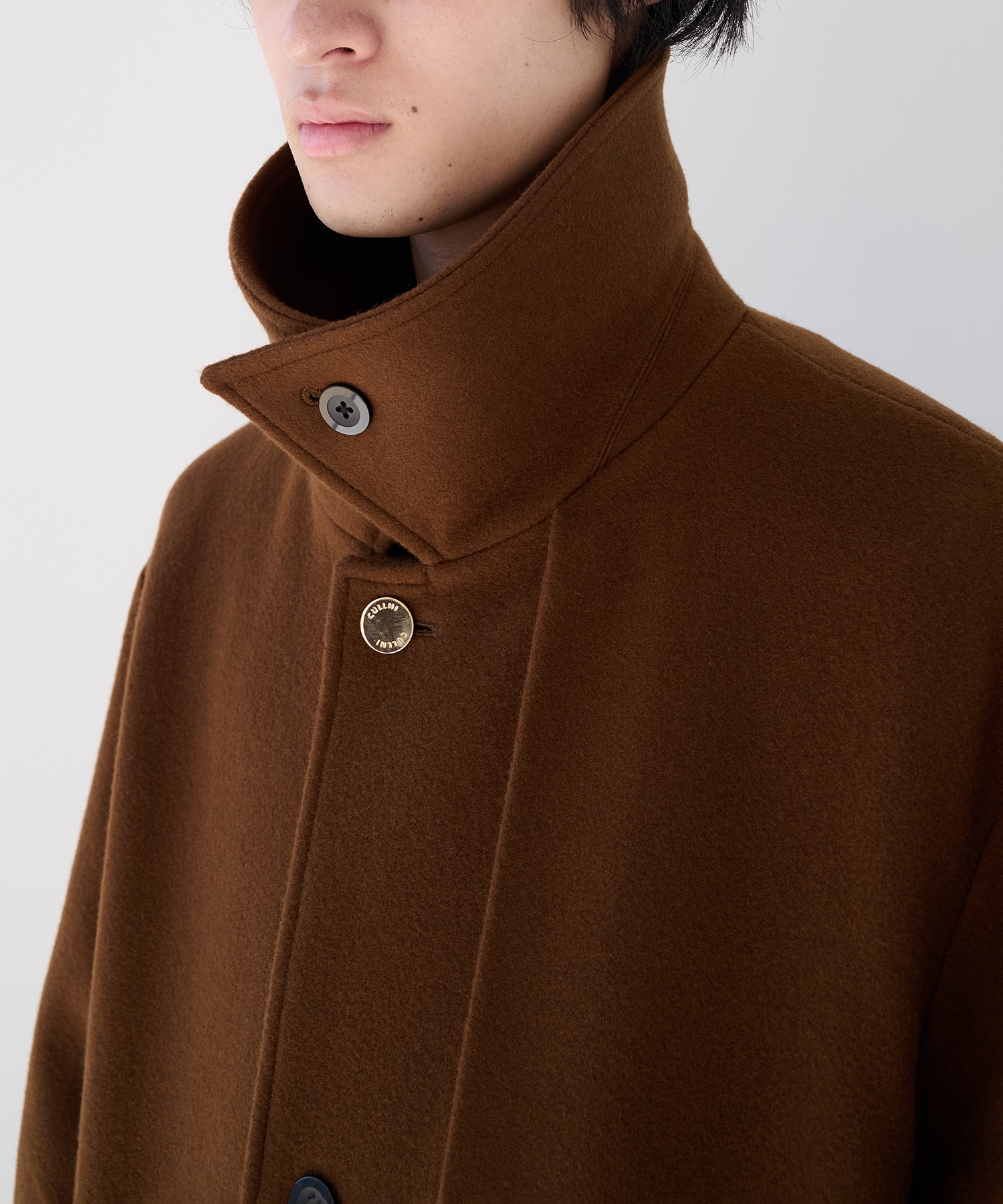 Lamb Wool Melton Layerd Long Coat CULLNI