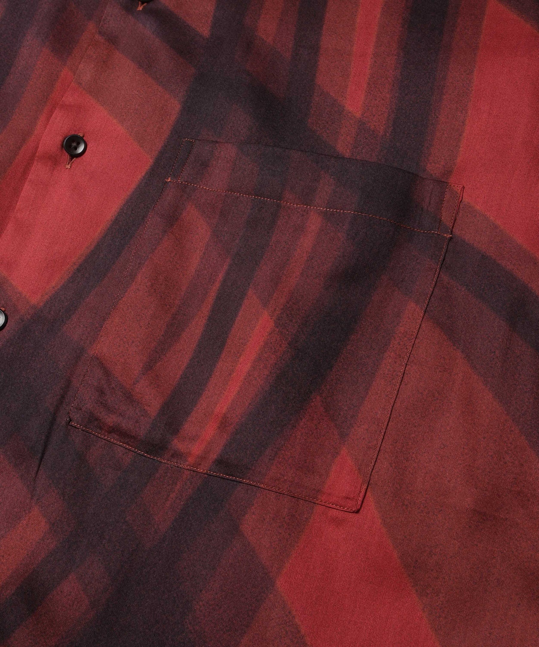 ABSTRACT CHECK /SHORT/S OPEN COLLAR SHIRT MR.OLIVE