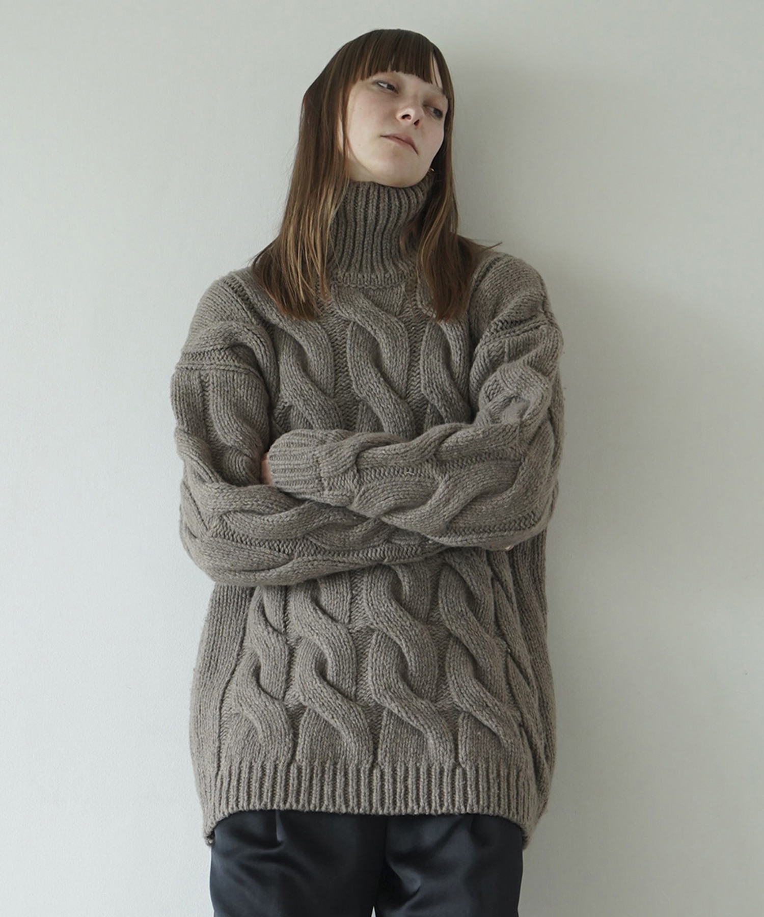 BIG CABLE OVER HAND KNIT TOPS CLANE