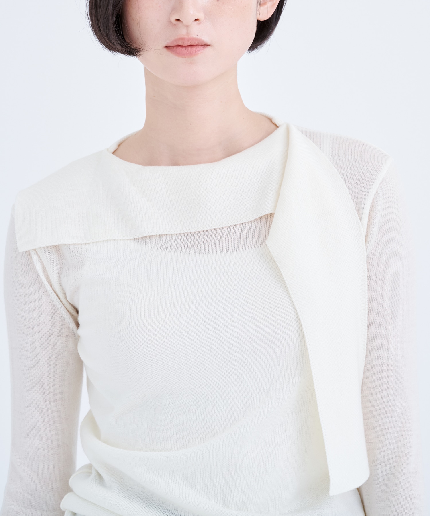 別注Emma wrap collar knit pullover BL AKIRANAKA