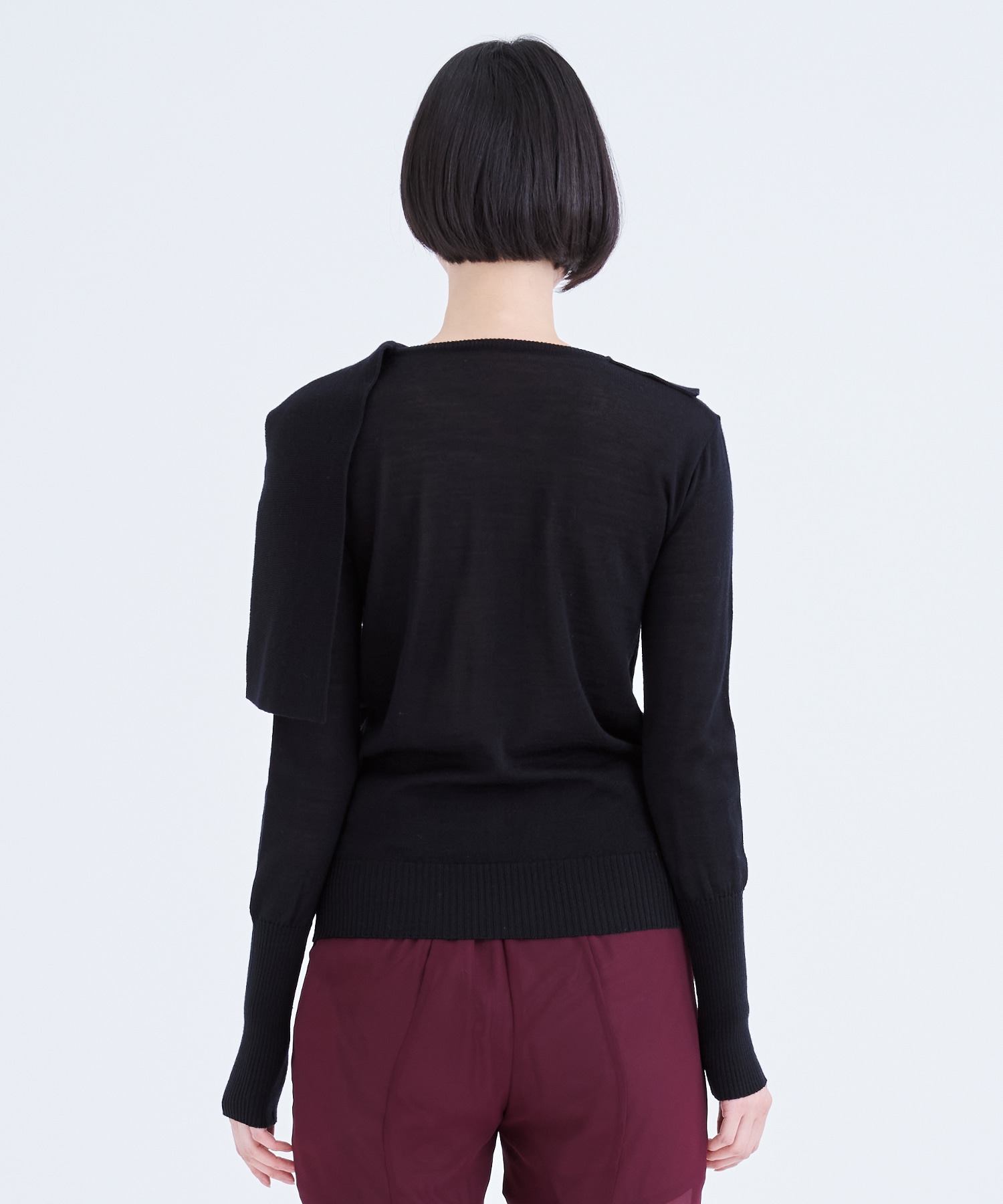 別注Emma wrap collar knit pullover BL AKIRANAKA