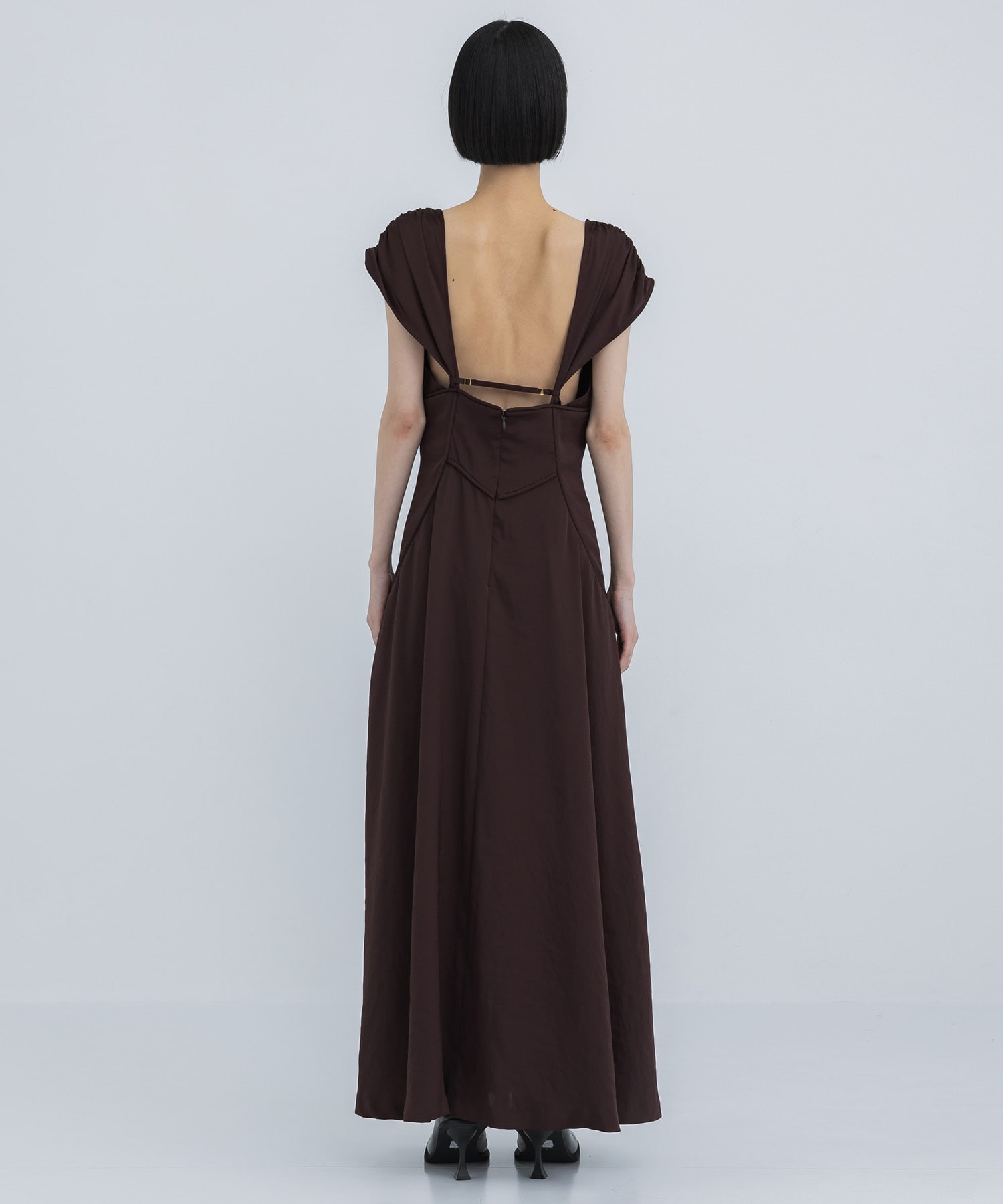 EMBROIDERED V-NECK MIDI DRESS FETICO