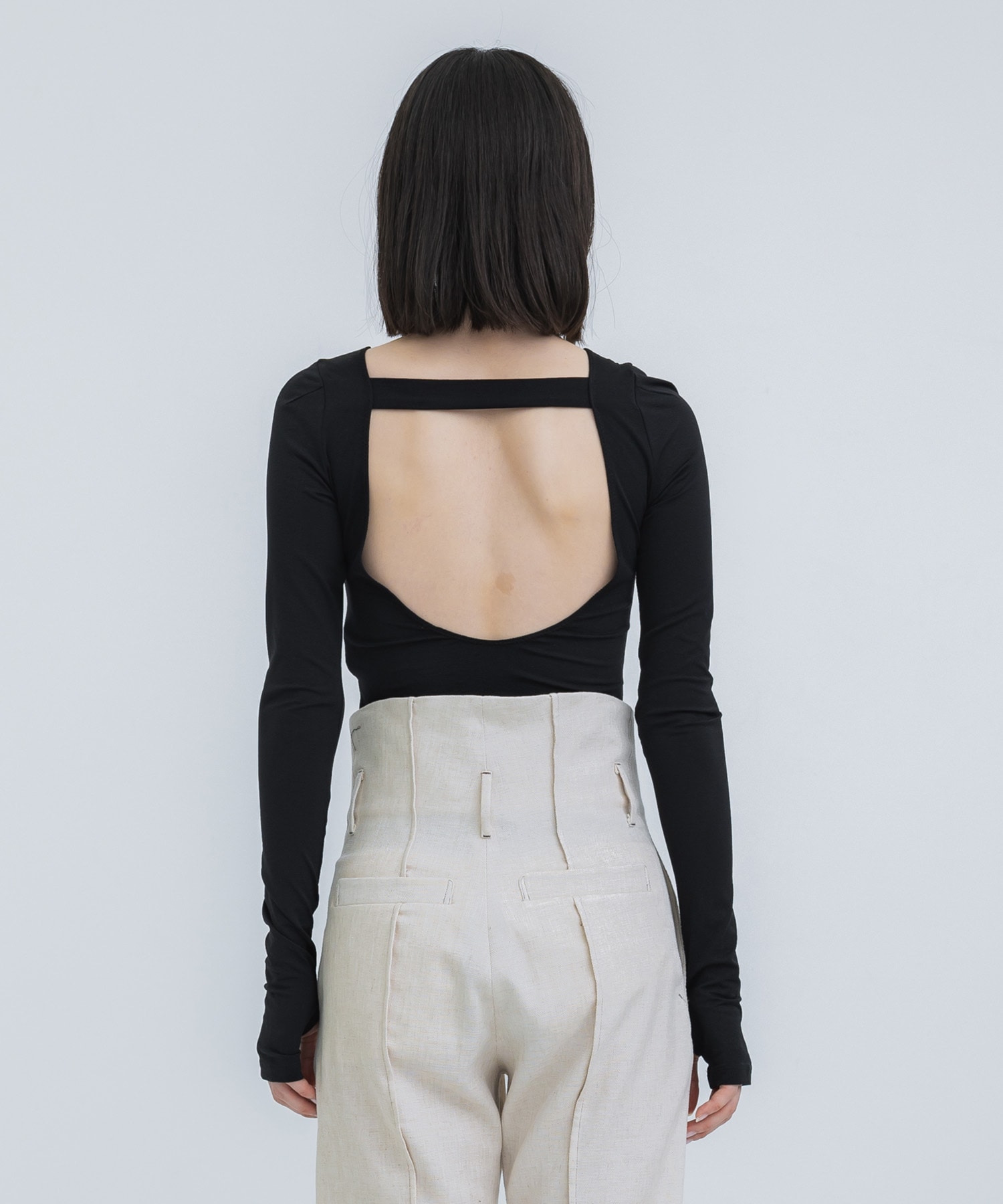 WRINKLED JERSEY BODY SUIT TOP JOHN LAWRENCE SULLIVAN