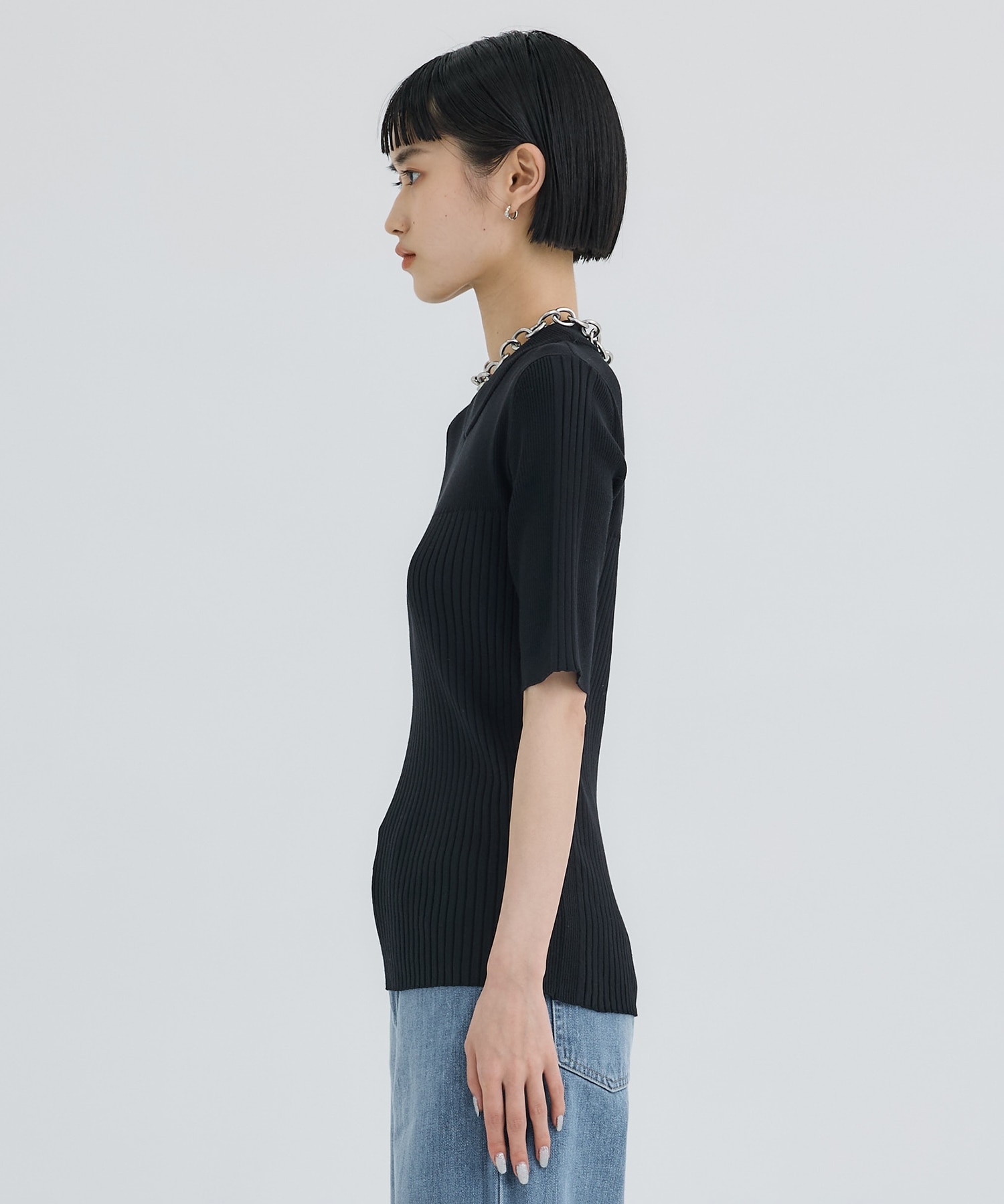別注HALF SLEEVE RIB TOP WRAPINKNOT