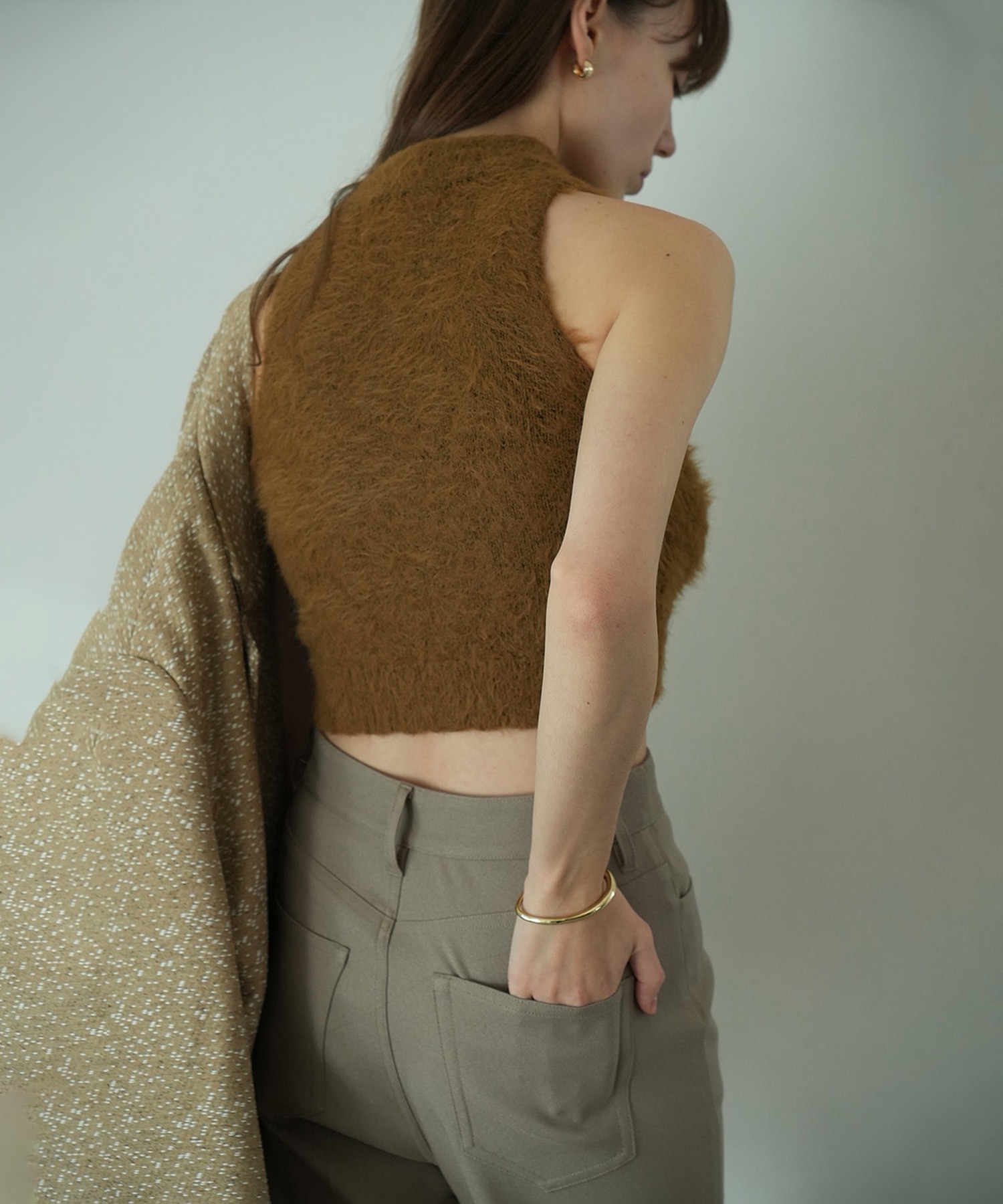 SHAGGY AMERICAN SLEEVE KNIT TOPS CLANE