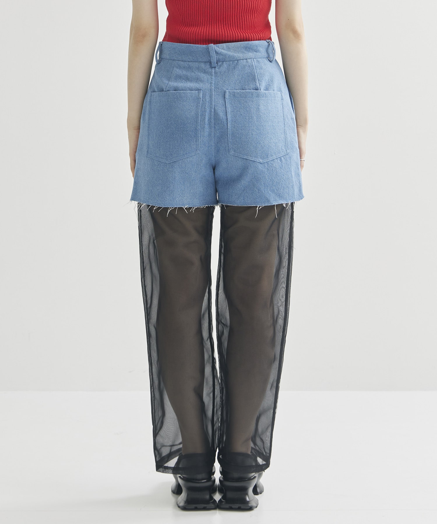 別注Panel Tulle Denim Pants VIVIANO