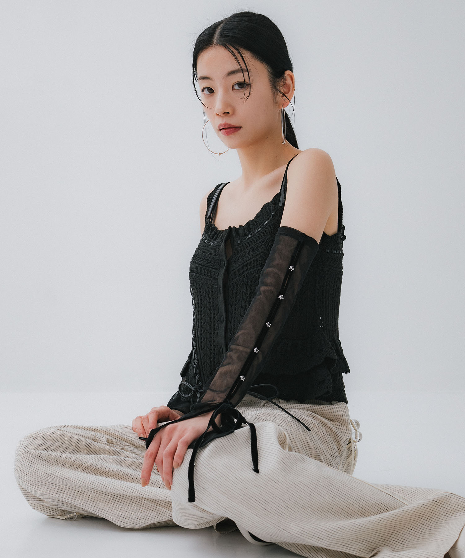 mesh vlvet ribbon arm cover tanakadaisuke