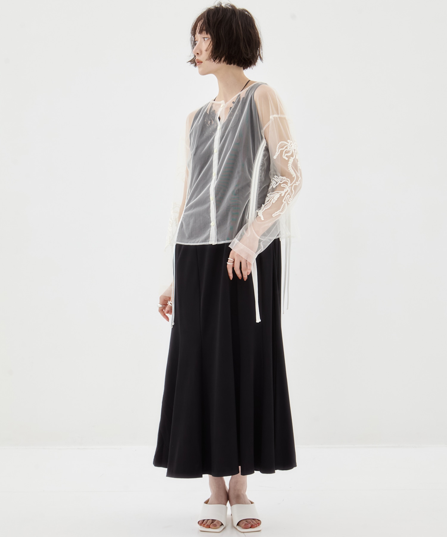 別注embroidered tulle cardigan MURRAL