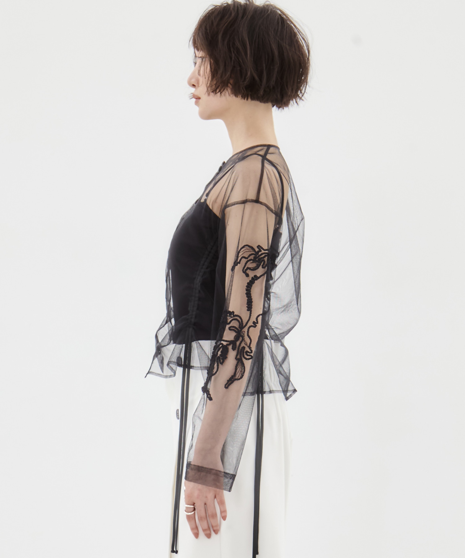 別注embroidered tulle cardigan MURRAL
