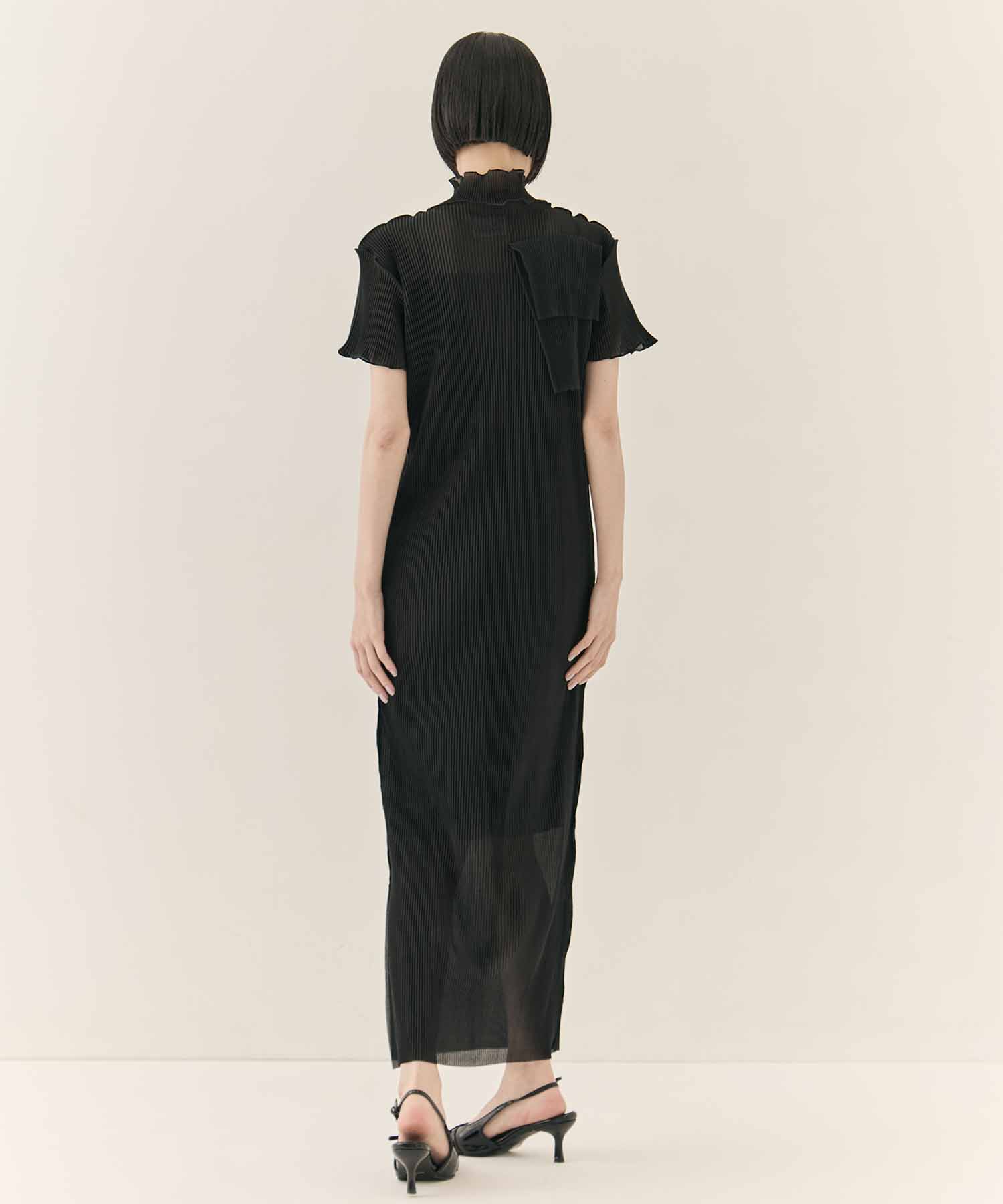別注SHEER LAYERED SHORT SLEEVE HIGH NECK  DRESS kotohayokozawa