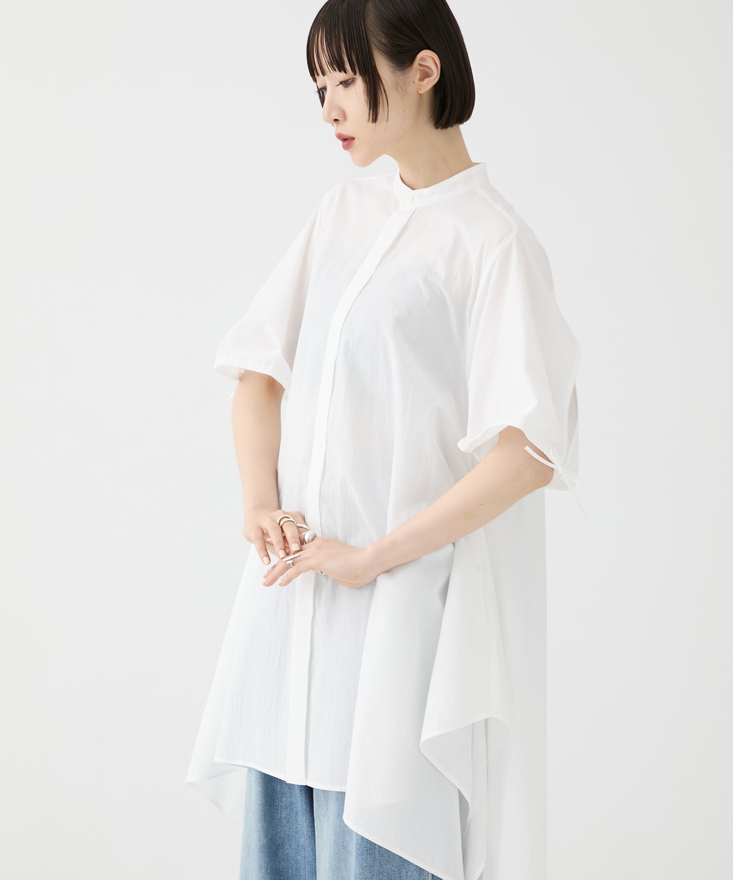 別注Coボイルサッカーケープスリーブシャツ FEMMENT