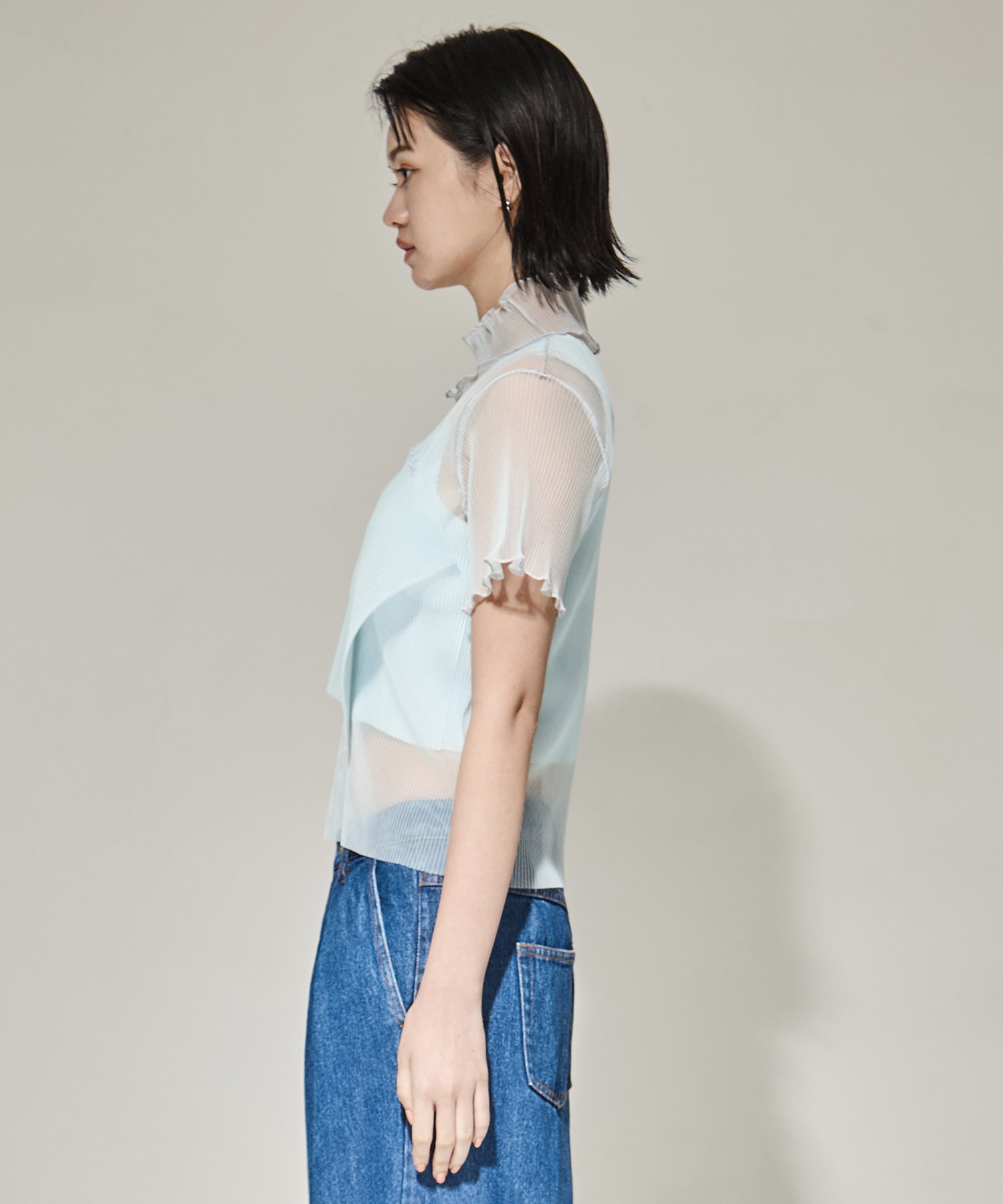 SHEER LAYERED SHORT SLEEVE TOP kotohayokozawa