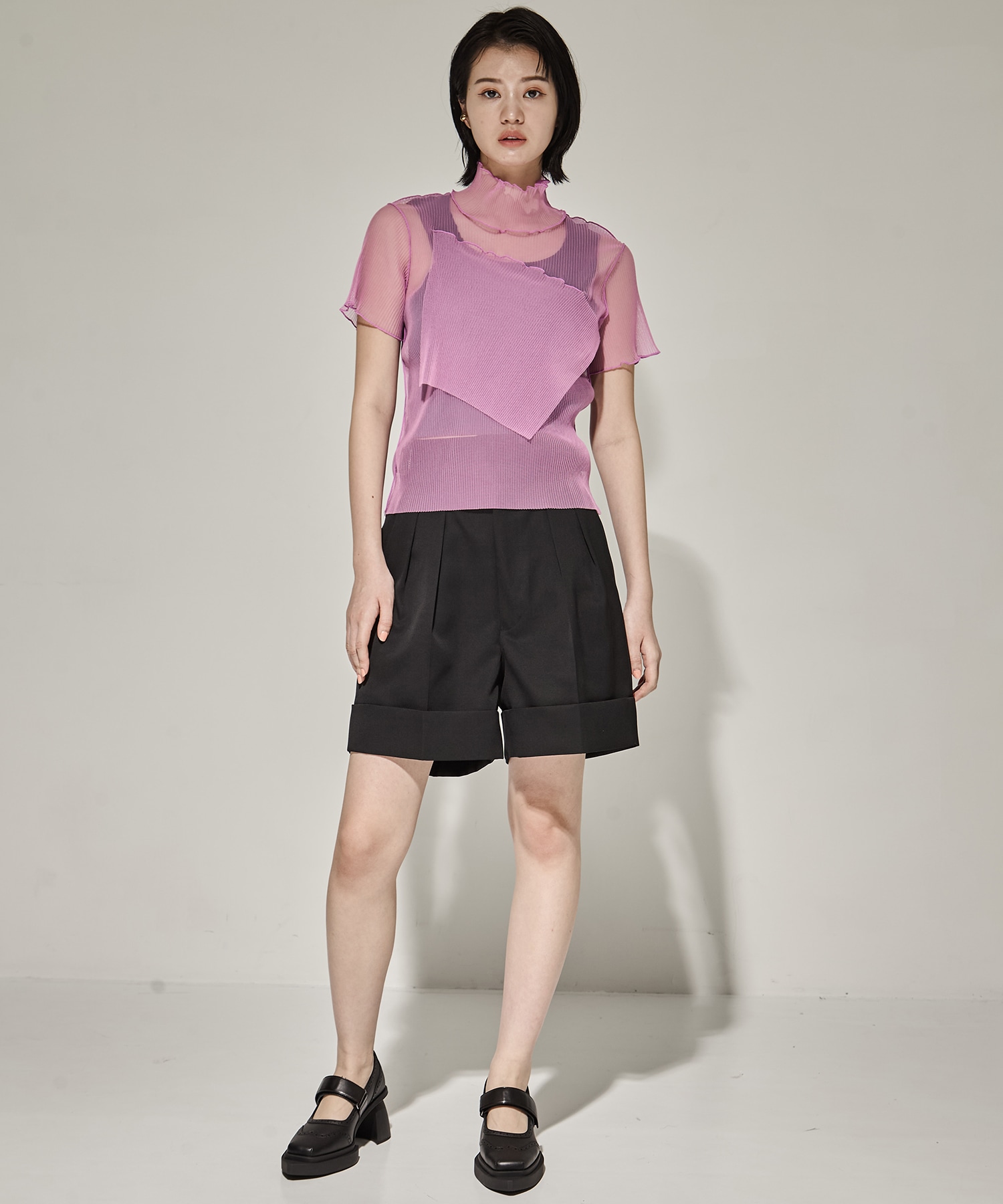 SHEER LAYERED SHORT SLEEVE TOP kotohayokozawa