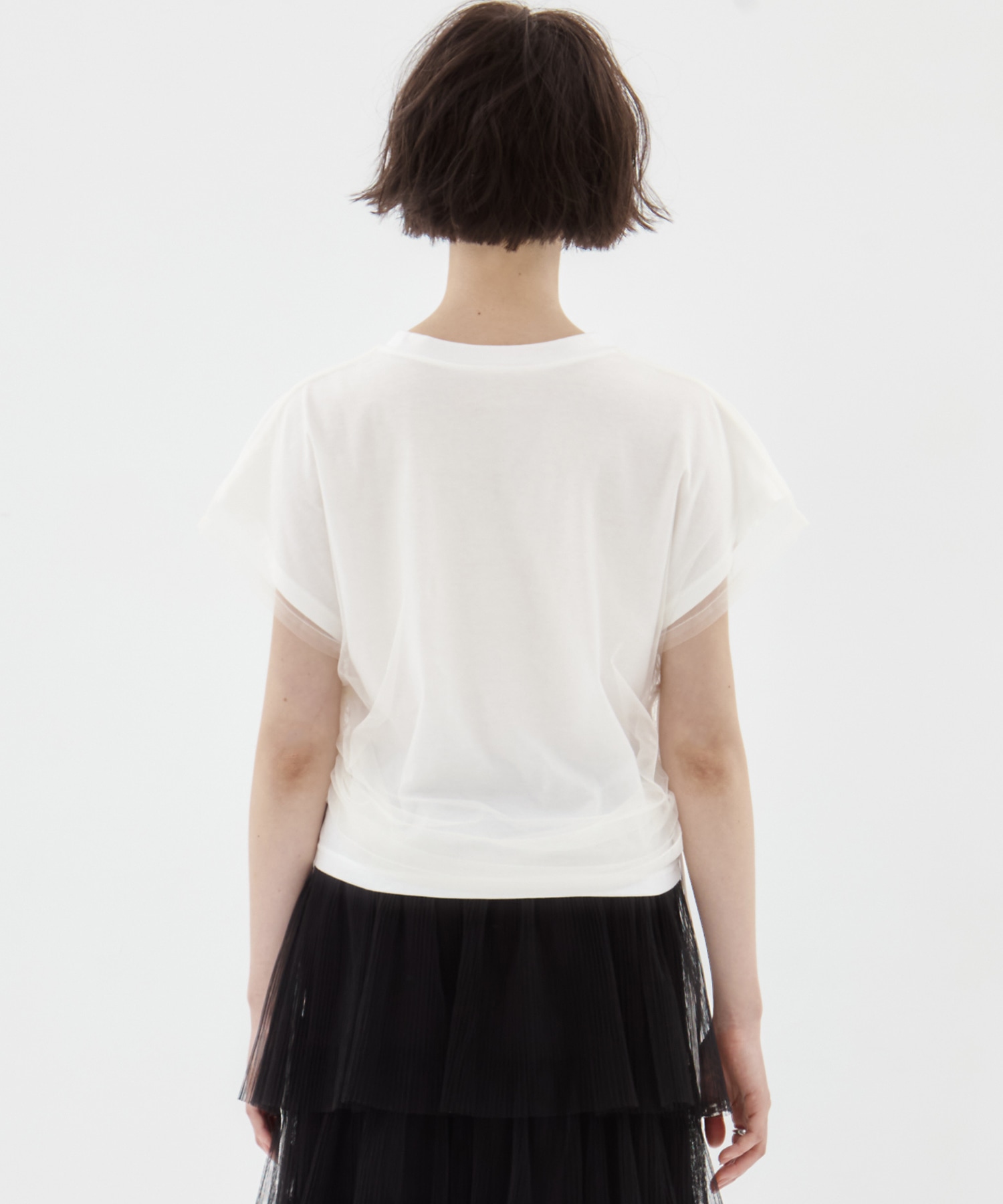 別注embroidered tulle layered tops MURRAL