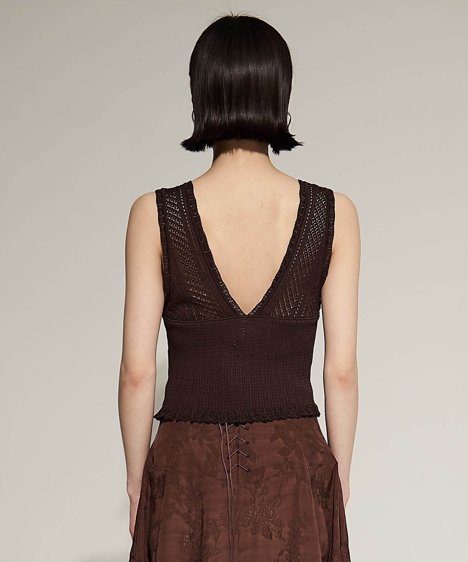 LACE KNIT SLEEVELESS TOP FETICO