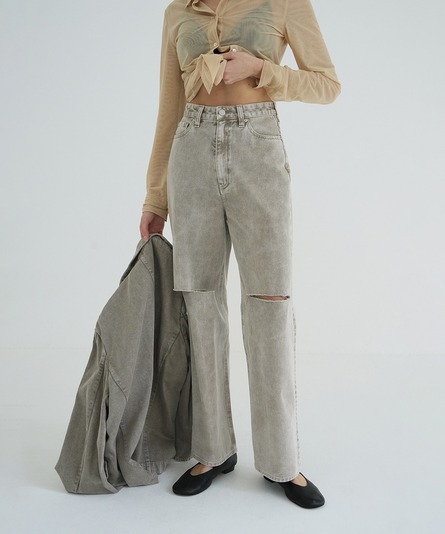 SLASH CUT DENIM PANTS CLANE