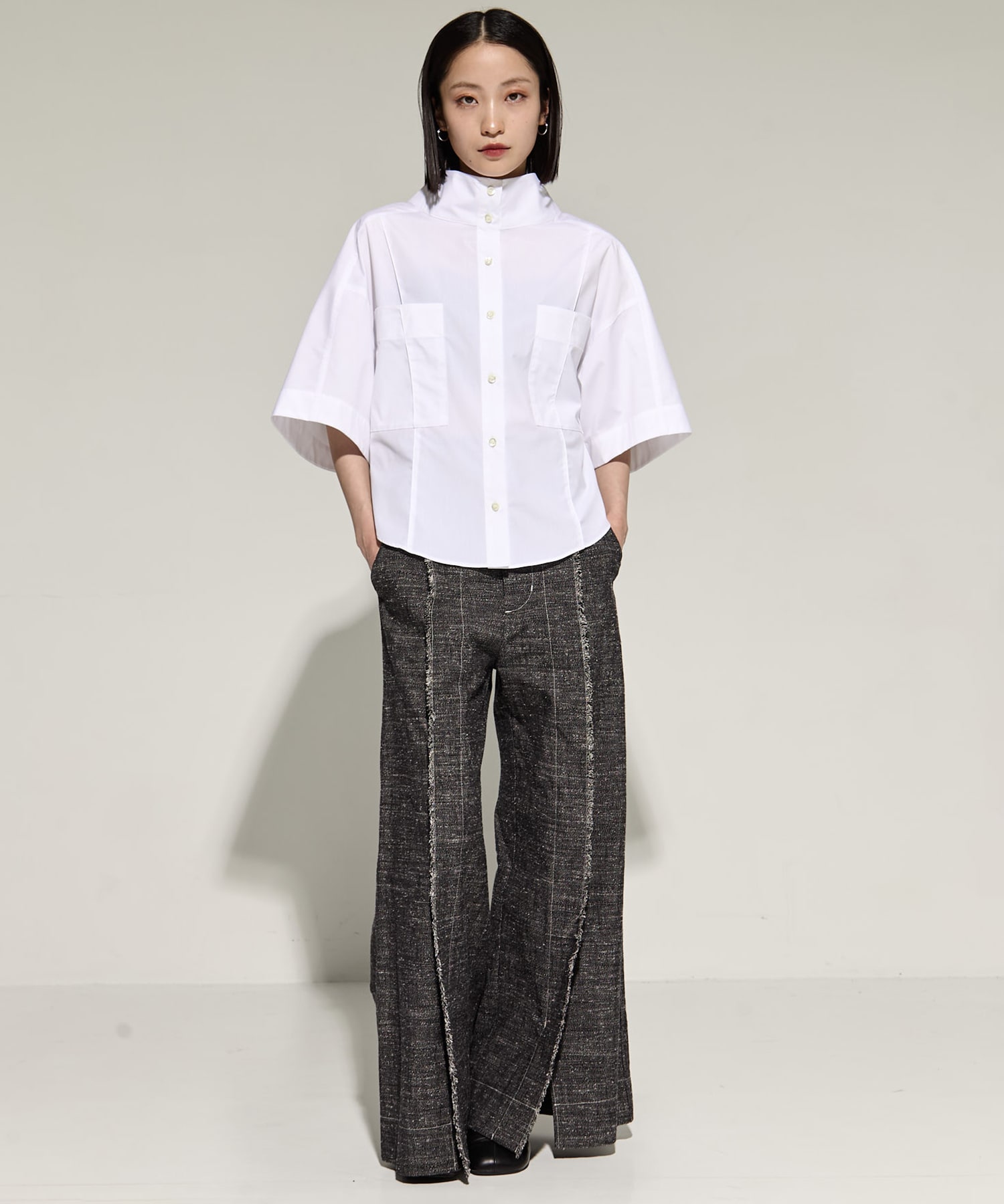 Silk Nep Flare Trousers STUDIOUS