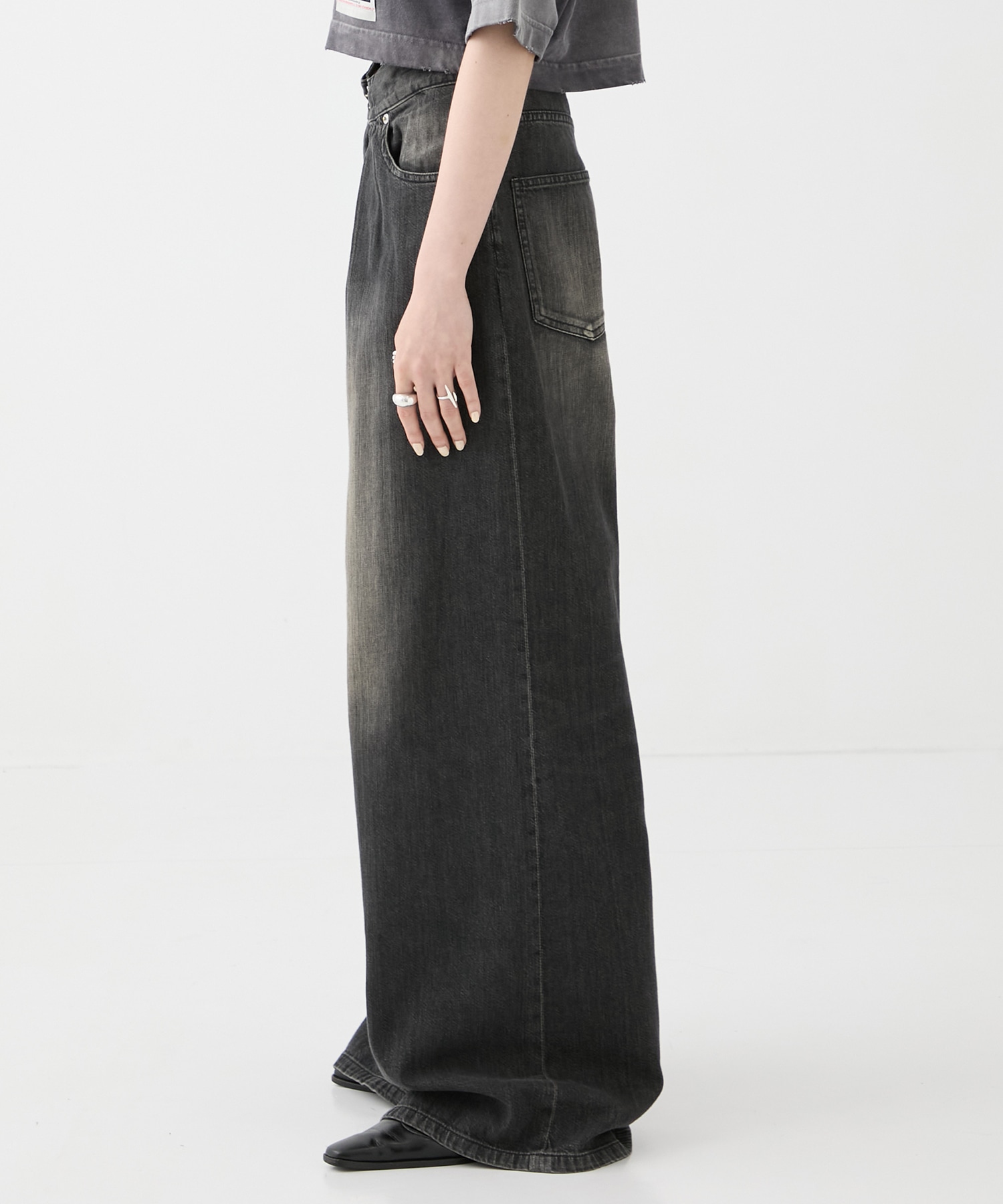 別注WASHED DENIM FOLDED WIDE PANTS (SHORT LENGTH) JOHN LAWRENCE SULLIVAN