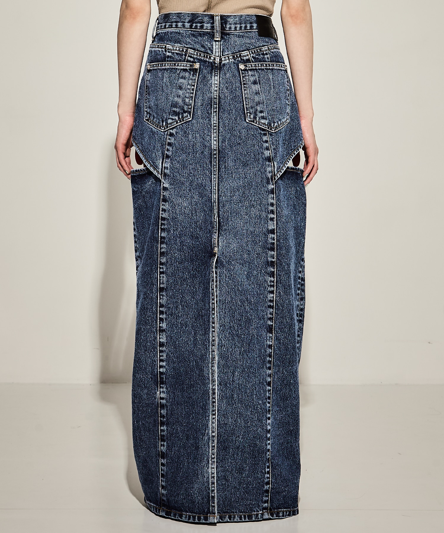 WASHED DENIM HOLLOWED OUT SKIRT JOHN LAWRENCE SULLIVAN