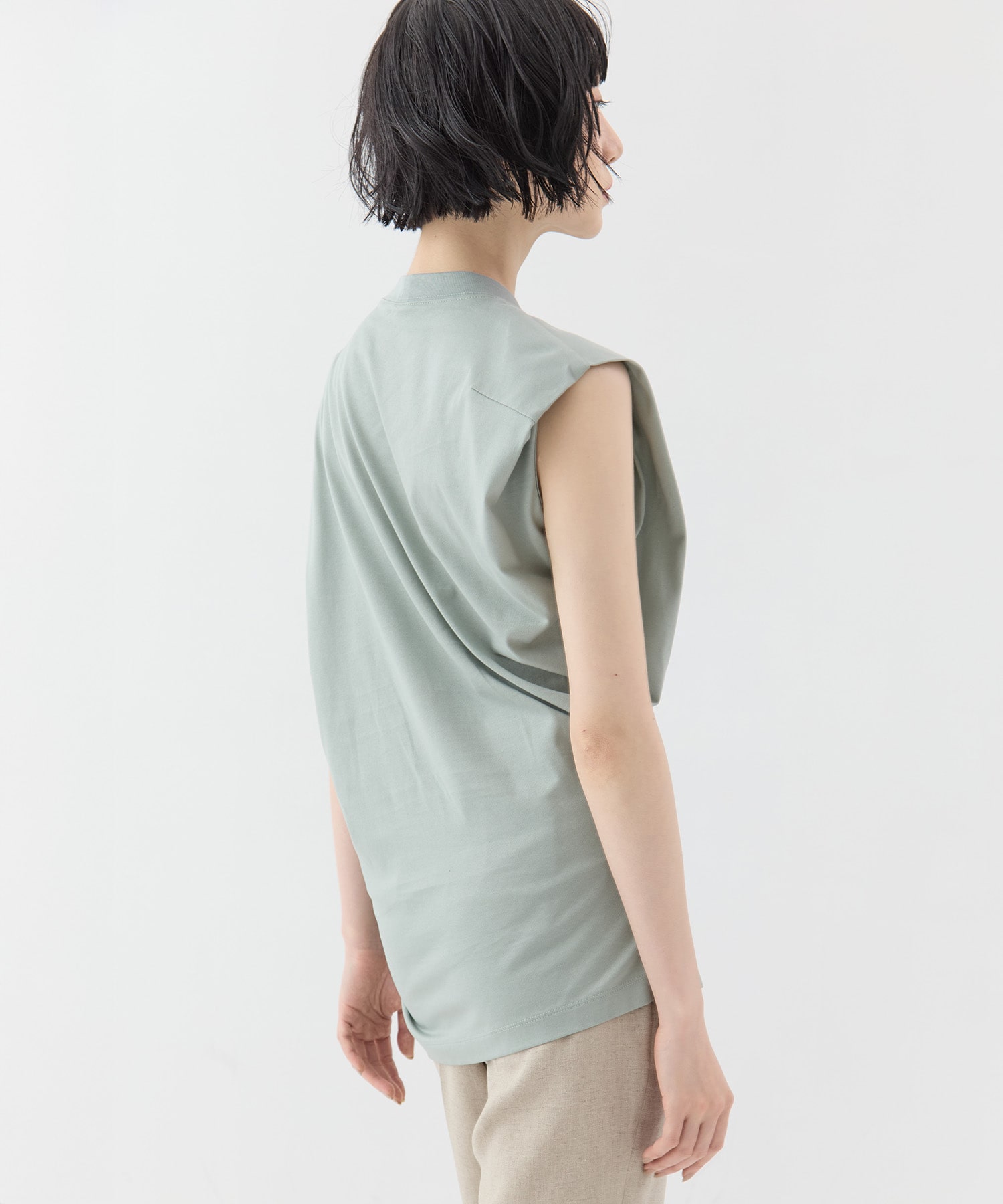 Cotton Jersey Asymmetric Sleeveless Top Mame Kurogouchi