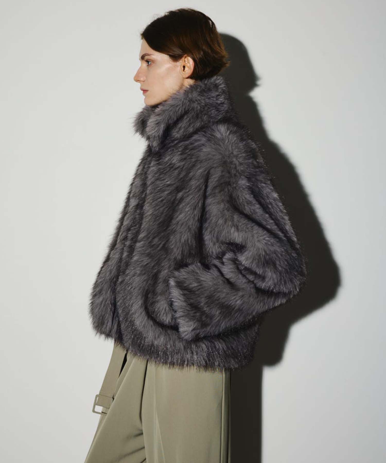 High collar faux fur jacket RIM.ARK