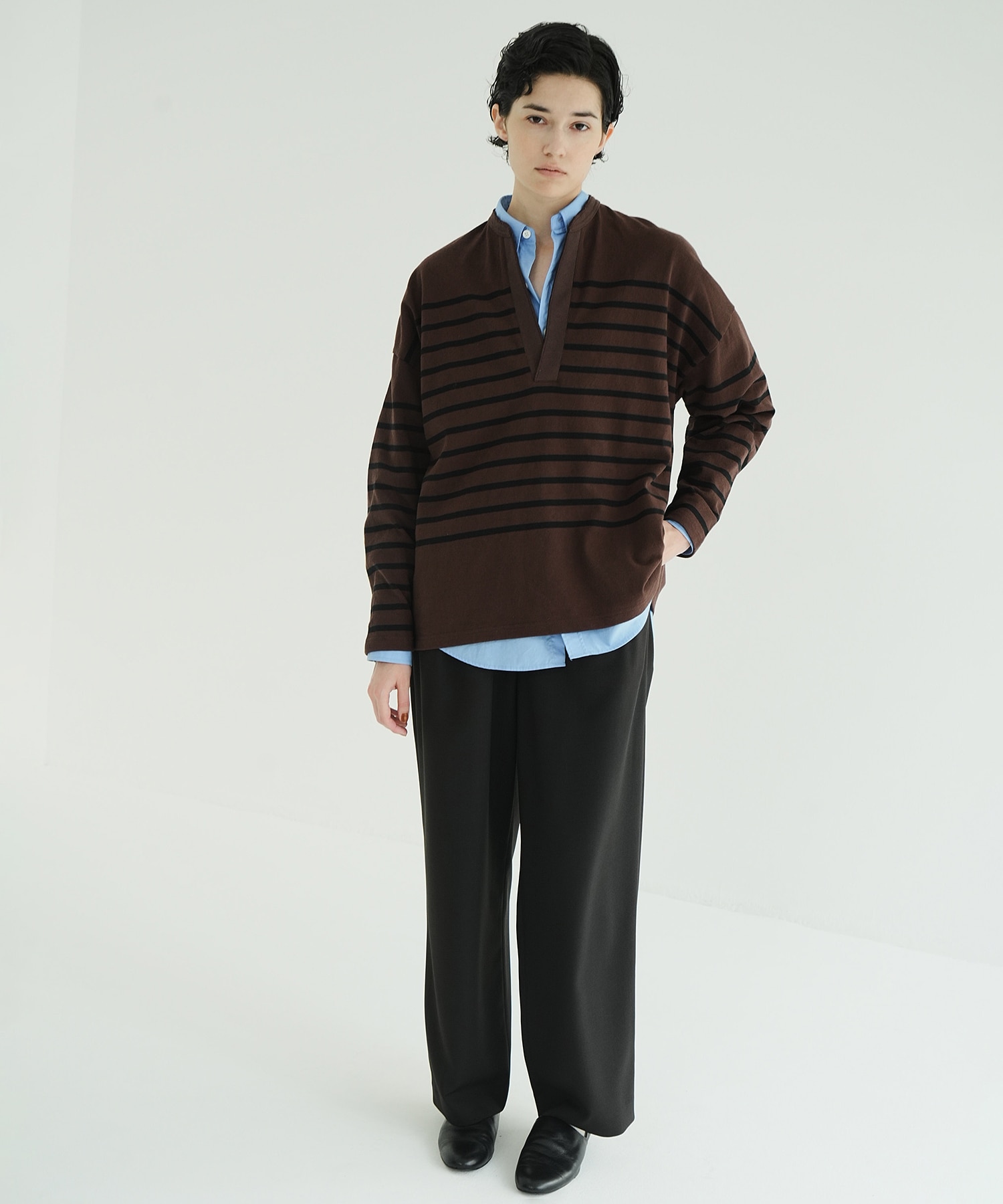 WIDE HENRY NECK BORDER TOPS CLANE