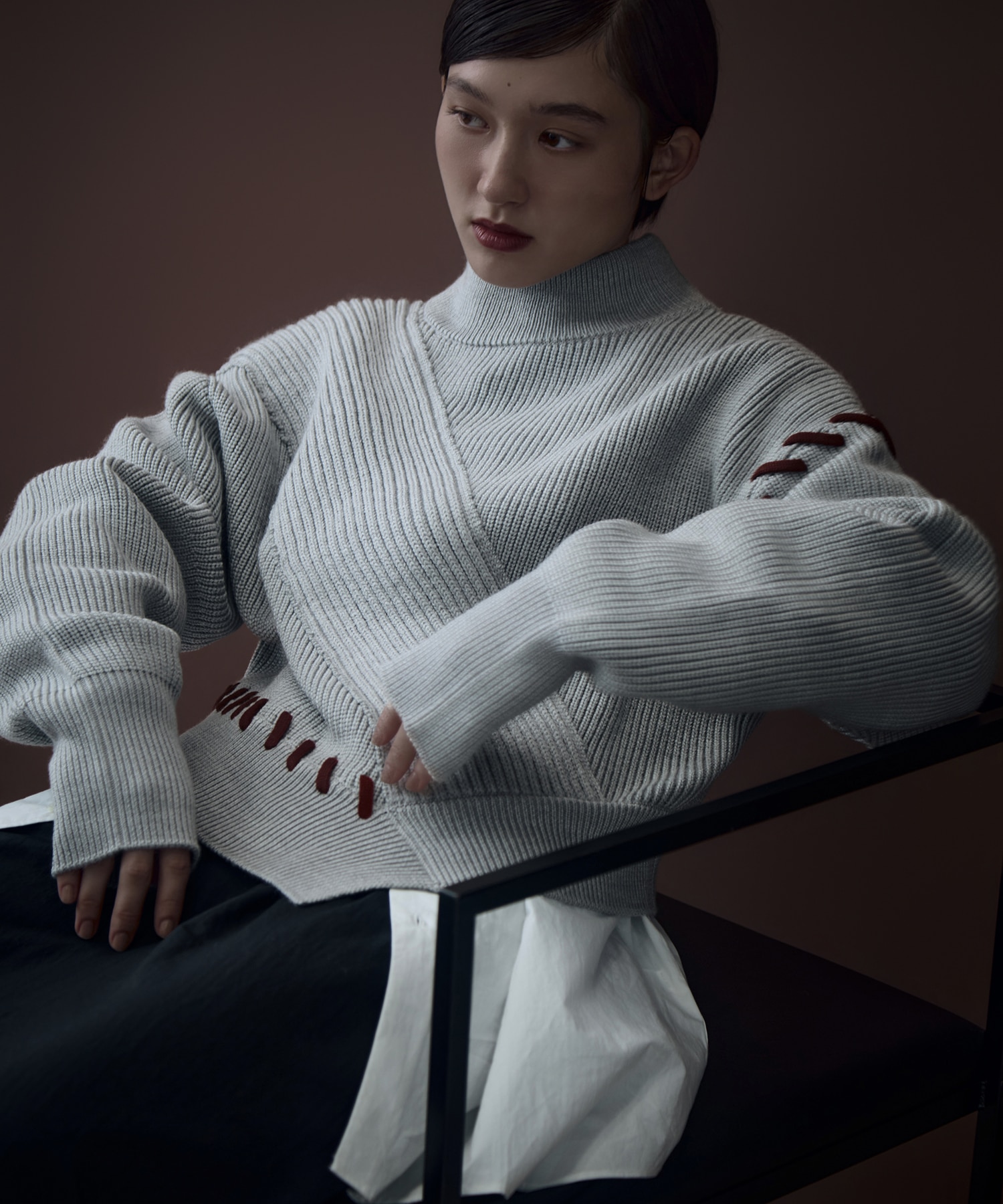 別注Asymmetrical Stitch Rib knit UN3D.